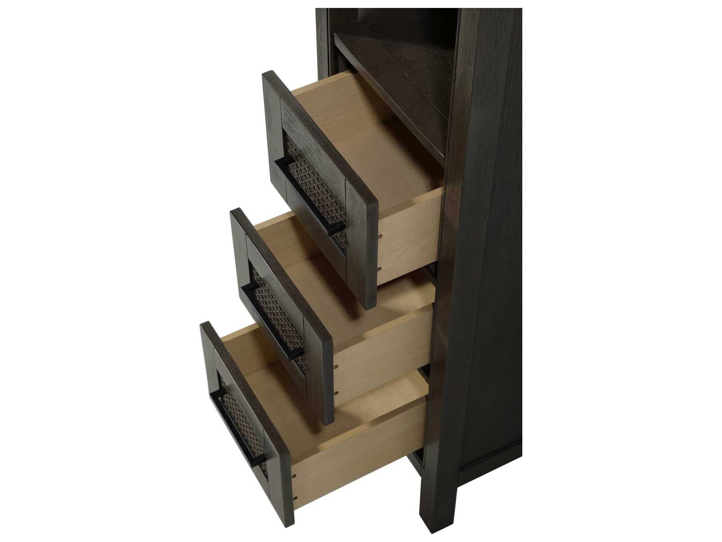 Elegant Lighting Alina Chocolate Oak Brown Rubberwood Open Shelving Bath Storage Cabinet