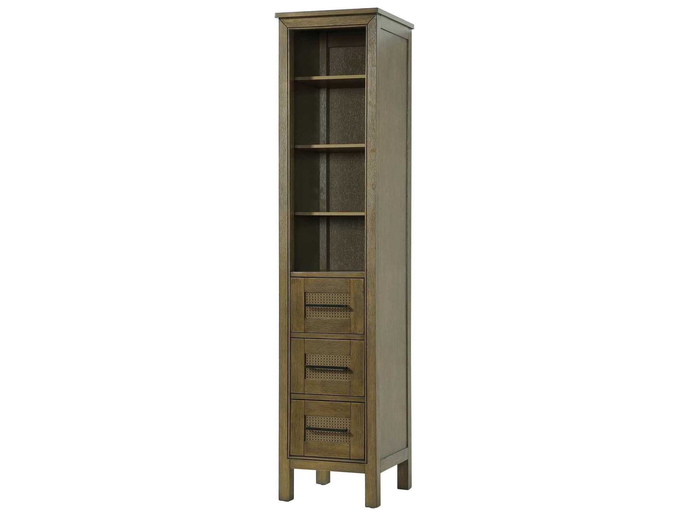 Elegant Lighting Alina Hazel Oak Brown Rubberwood Open Shelving Bath Storage Cabinet