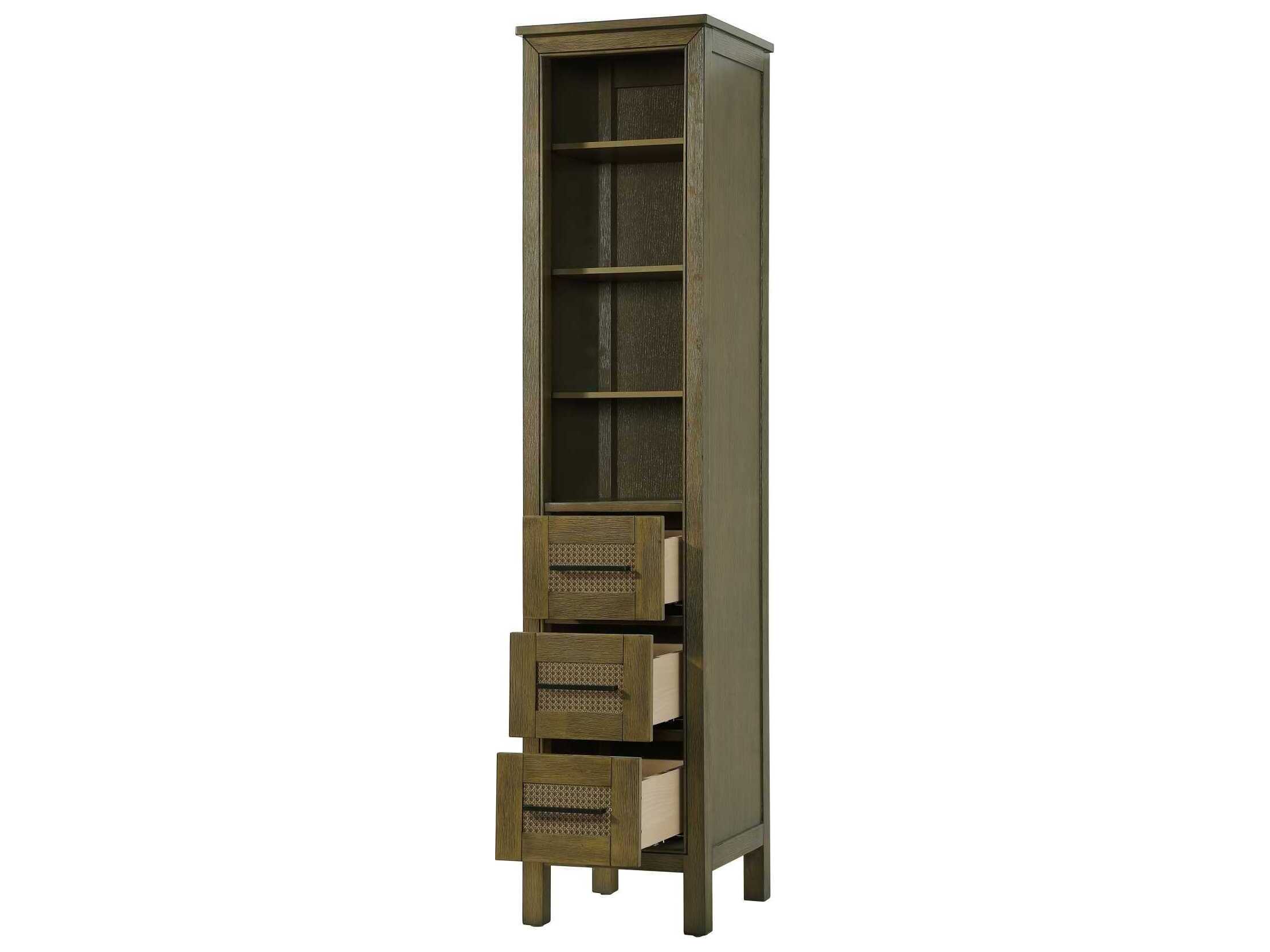 Elegant Lighting Alina Hazel Oak Brown Rubberwood Open Shelving Bath Storage Cabinet