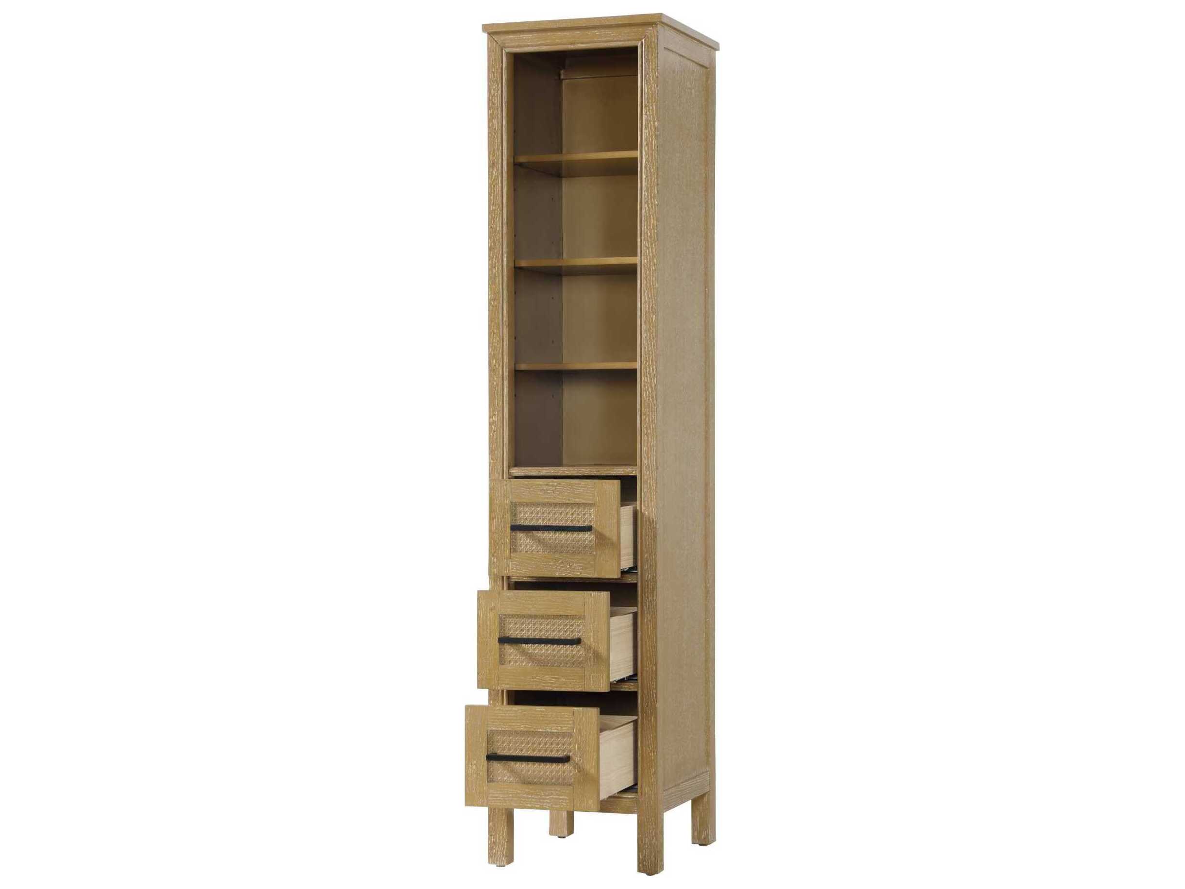Elegant Lighting Alina Linen Oak Brown Rubberwood Open Shelving Bath Storage Cabinet