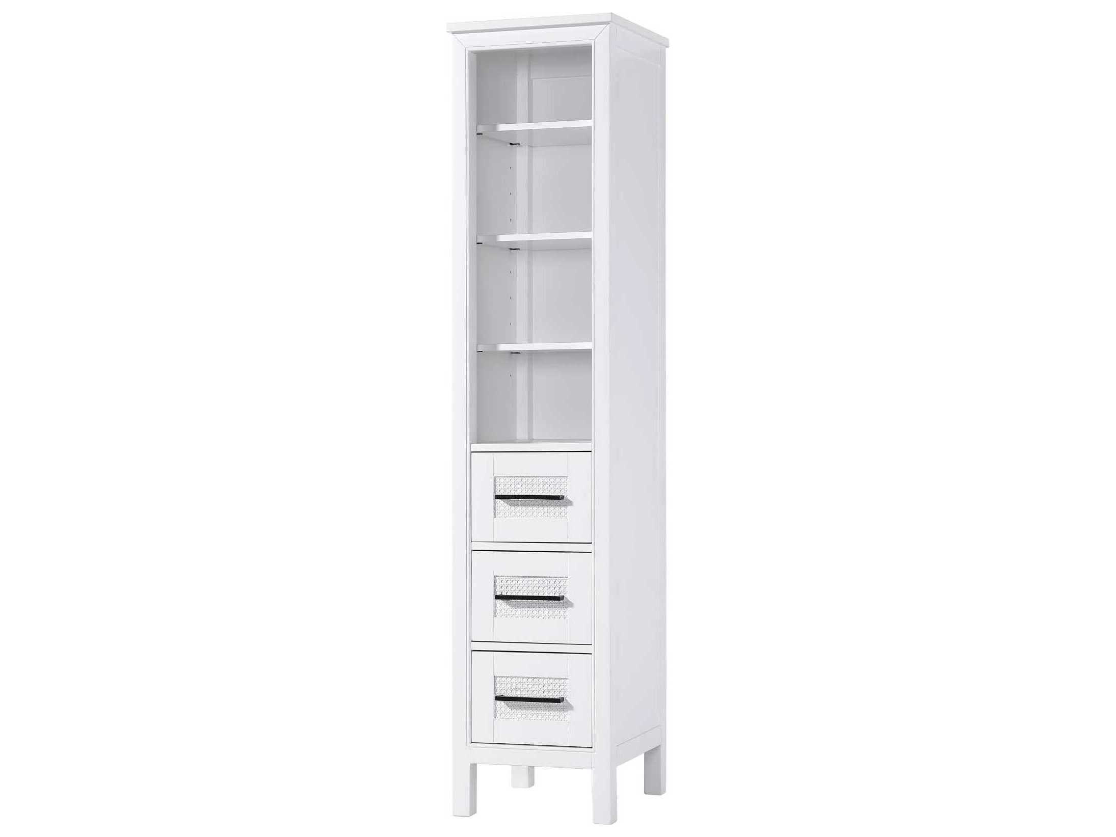 Elegant Lighting Alina White Rubberwood Open Shelving Bath Storage Cabinet