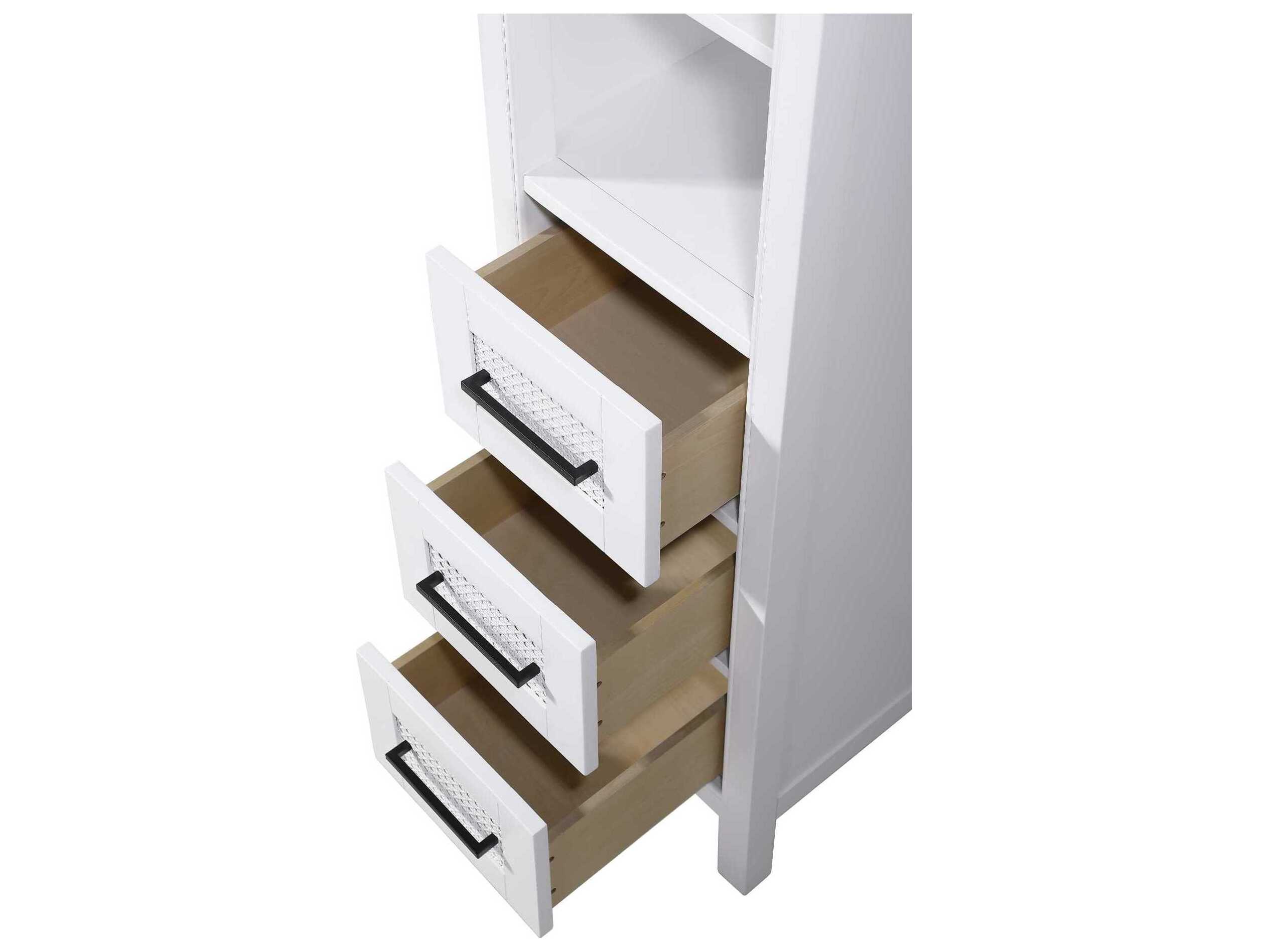 Elegant Lighting Alina White Rubberwood Open Shelving Bath Storage Cabinet