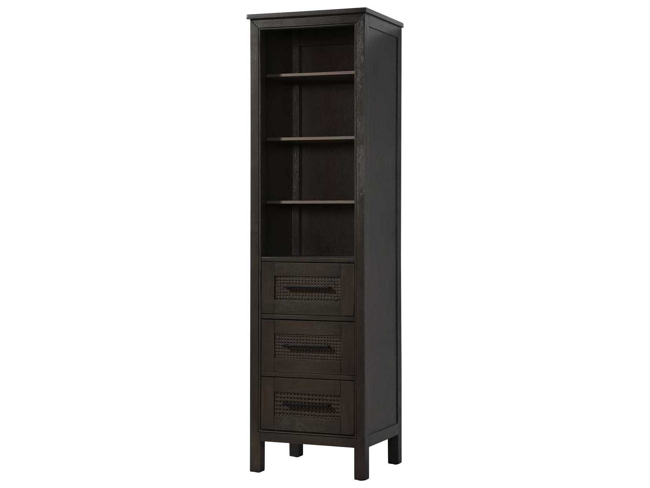 Elegant Lighting Alina Chocolate Oak Brown Rubberwood Open Shelving Bath Storage Cabinet