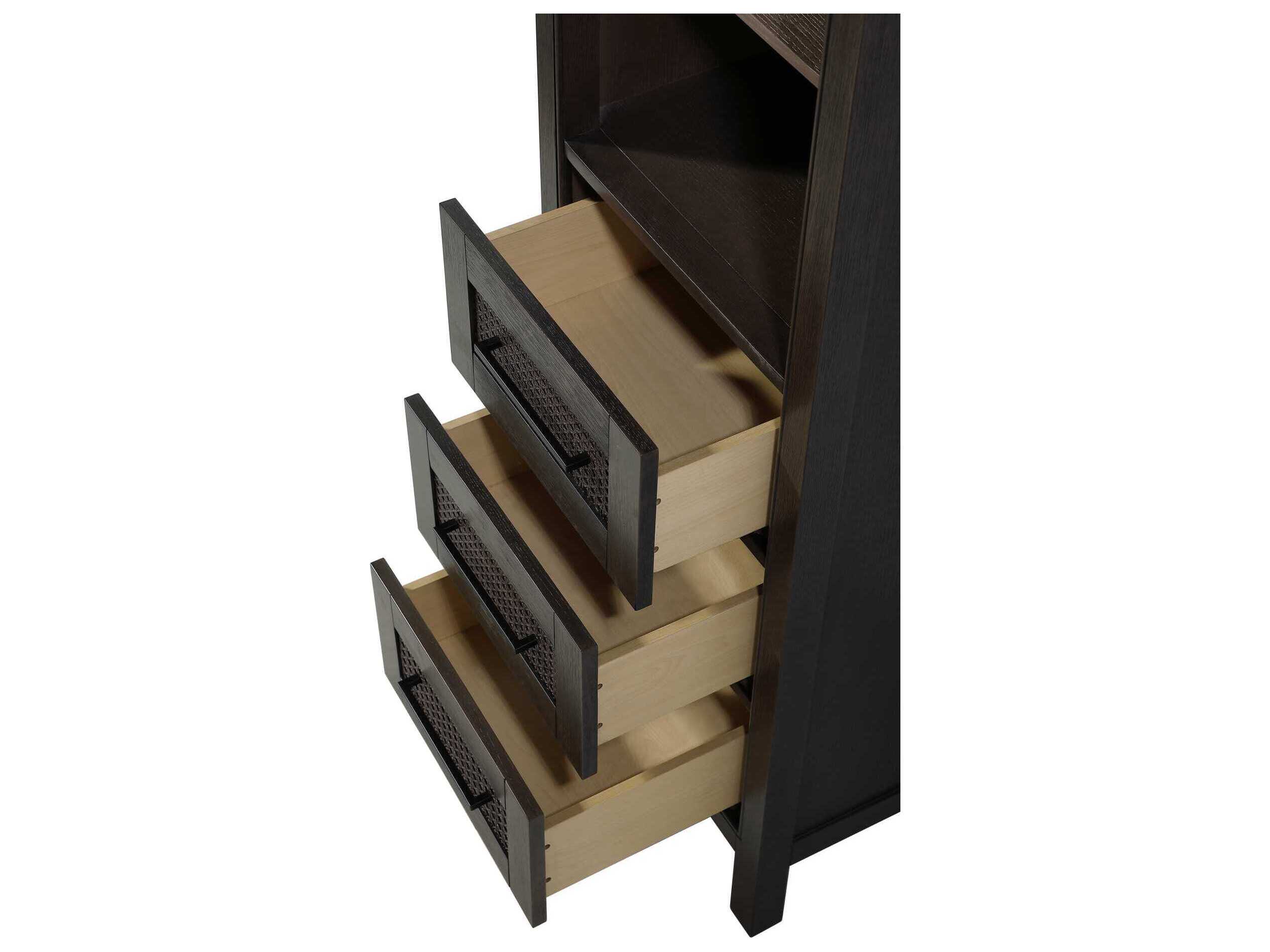 Elegant Lighting Alina Chocolate Oak Brown Rubberwood Open Shelving Bath Storage Cabinet