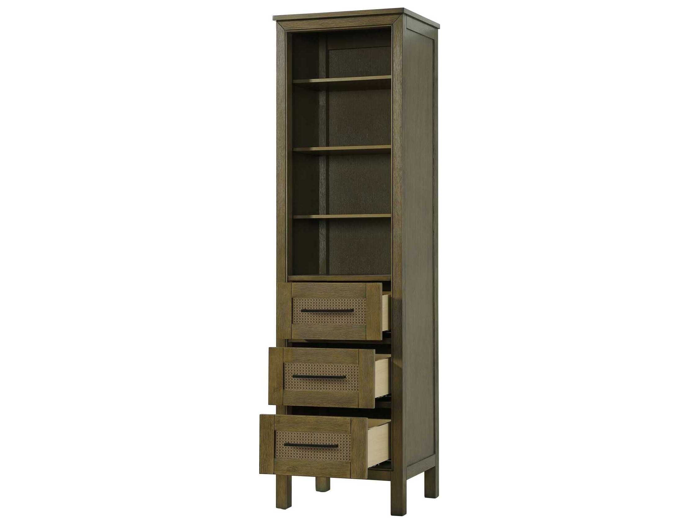 Elegant Lighting Alina Hazel Oak Brown Rubberwood Open Shelving Bath Storage Cabinet