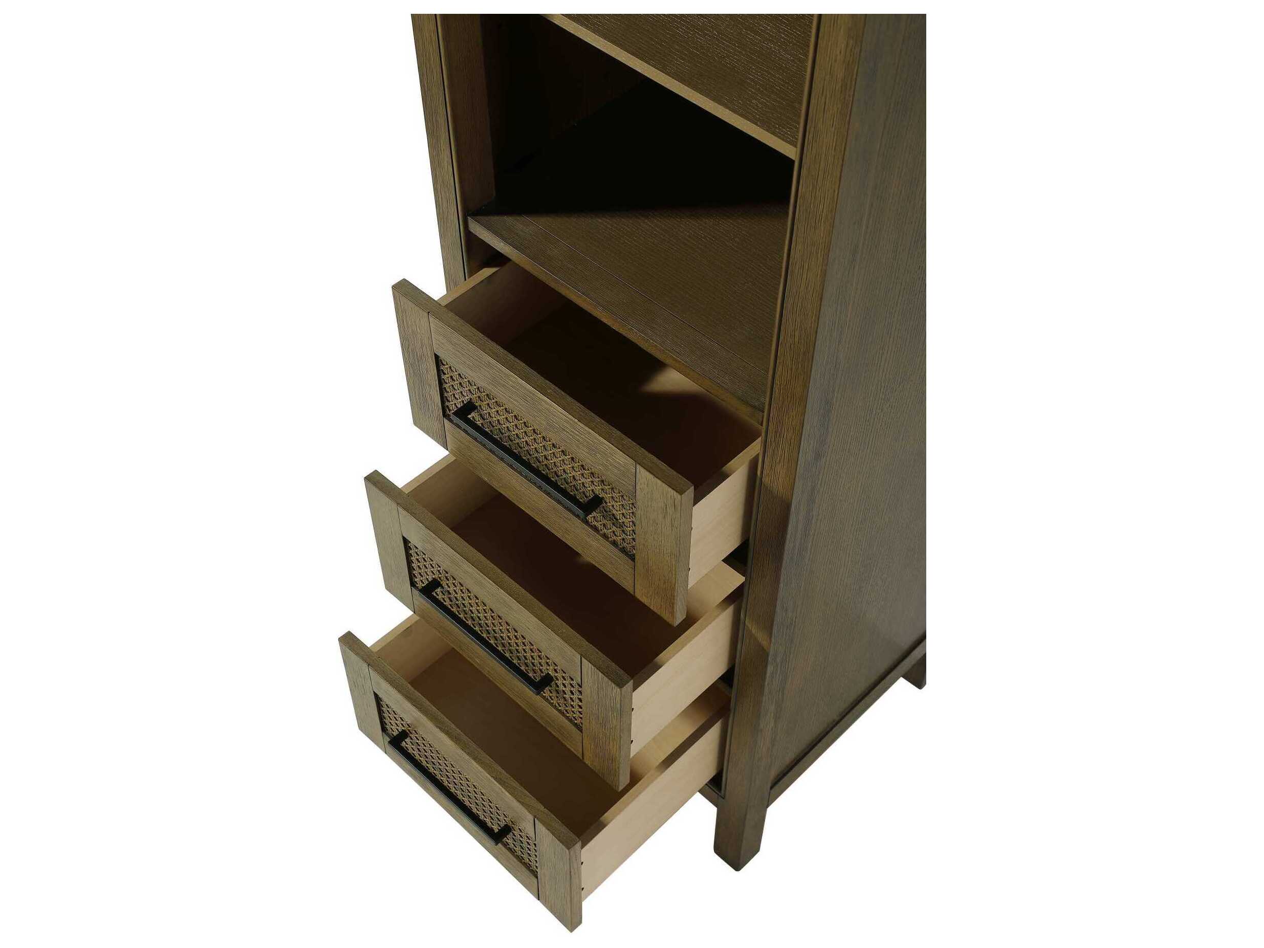 Elegant Lighting Alina Hazel Oak Brown Rubberwood Open Shelving Bath Storage Cabinet