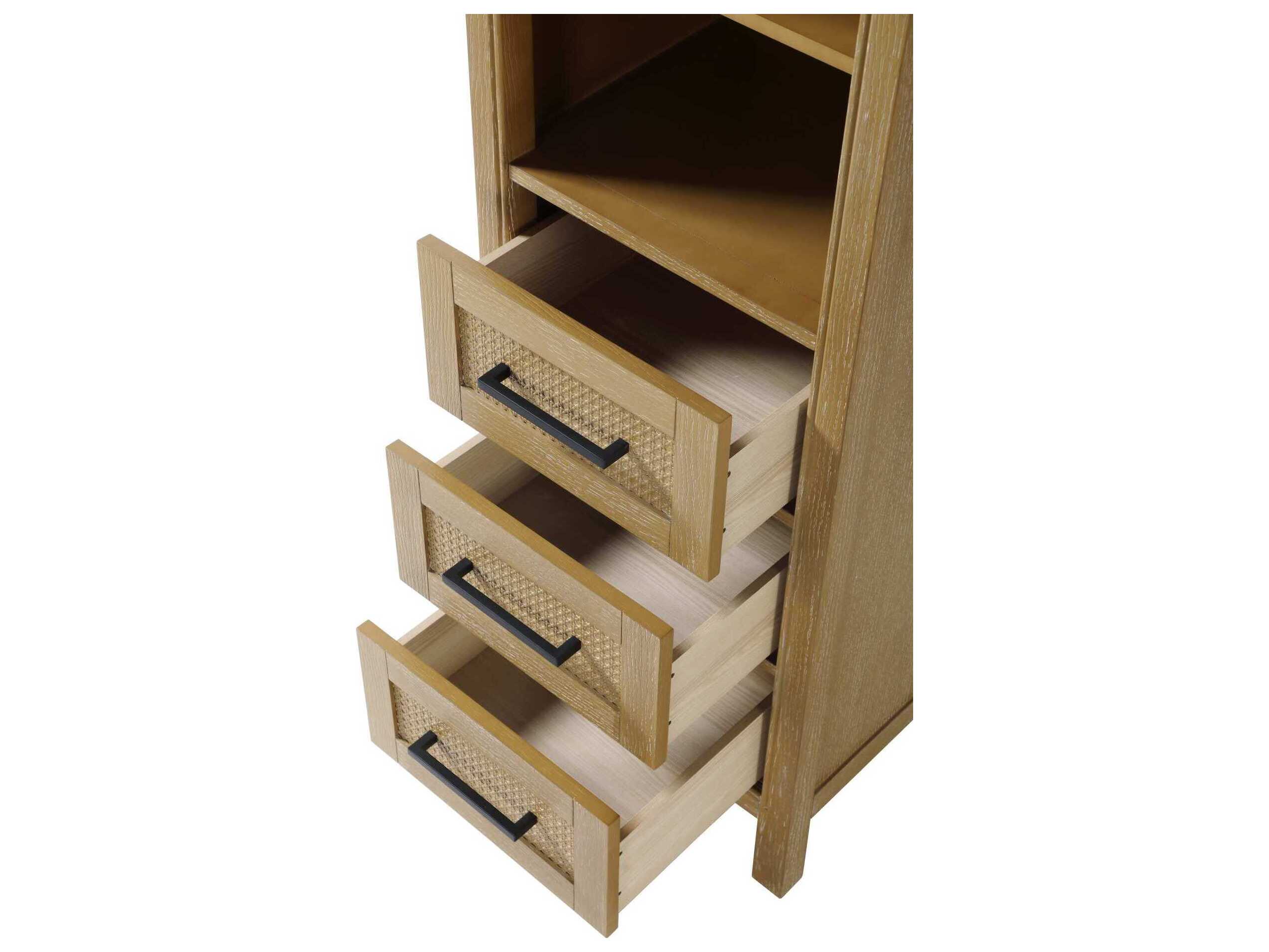 Elegant Lighting Alina Linen Oak Brown Rubberwood Open Shelving Bath Storage Cabinet