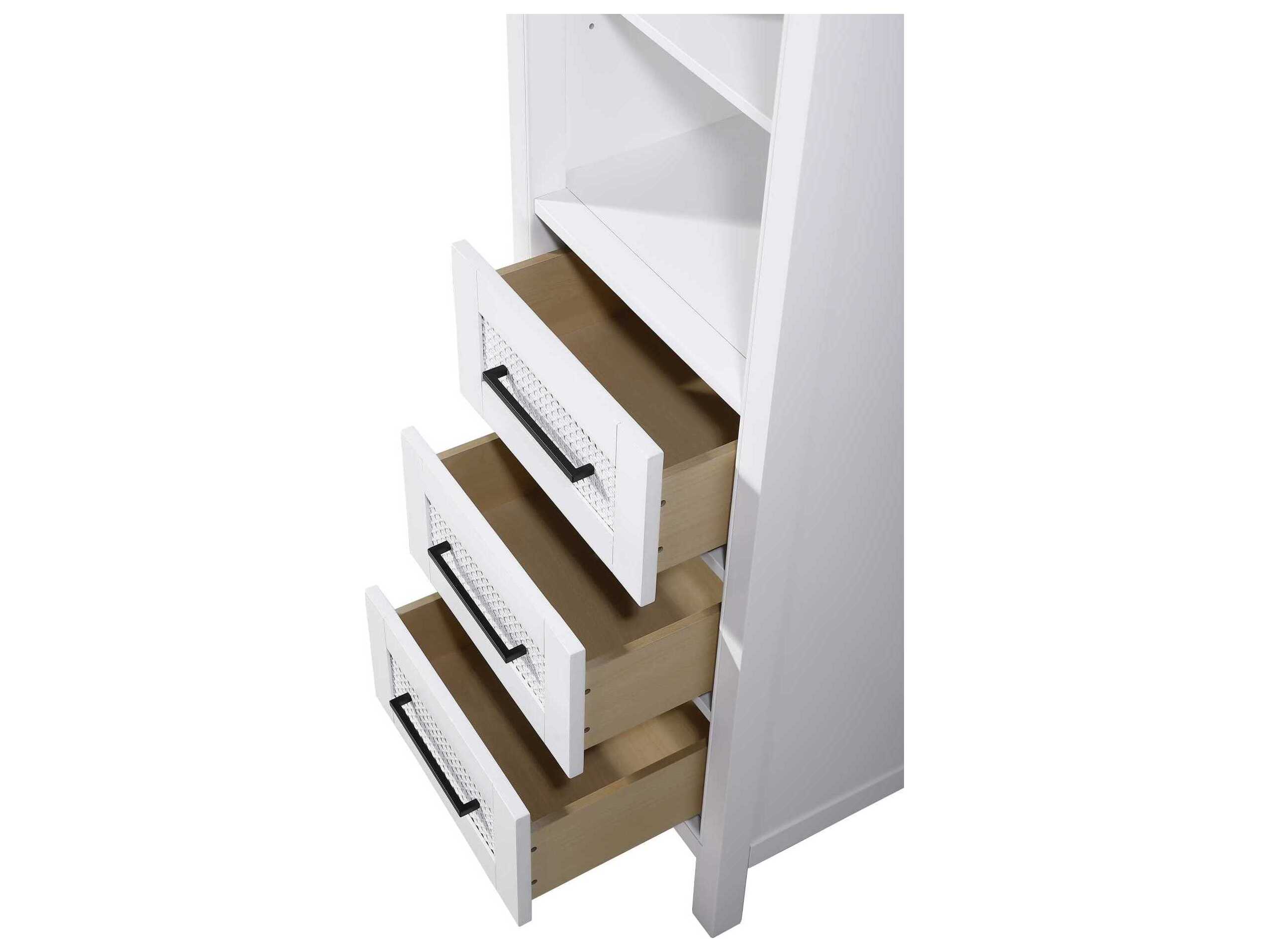 Elegant Lighting Alina White Rubberwood Open Shelving Bath Storage Cabinet