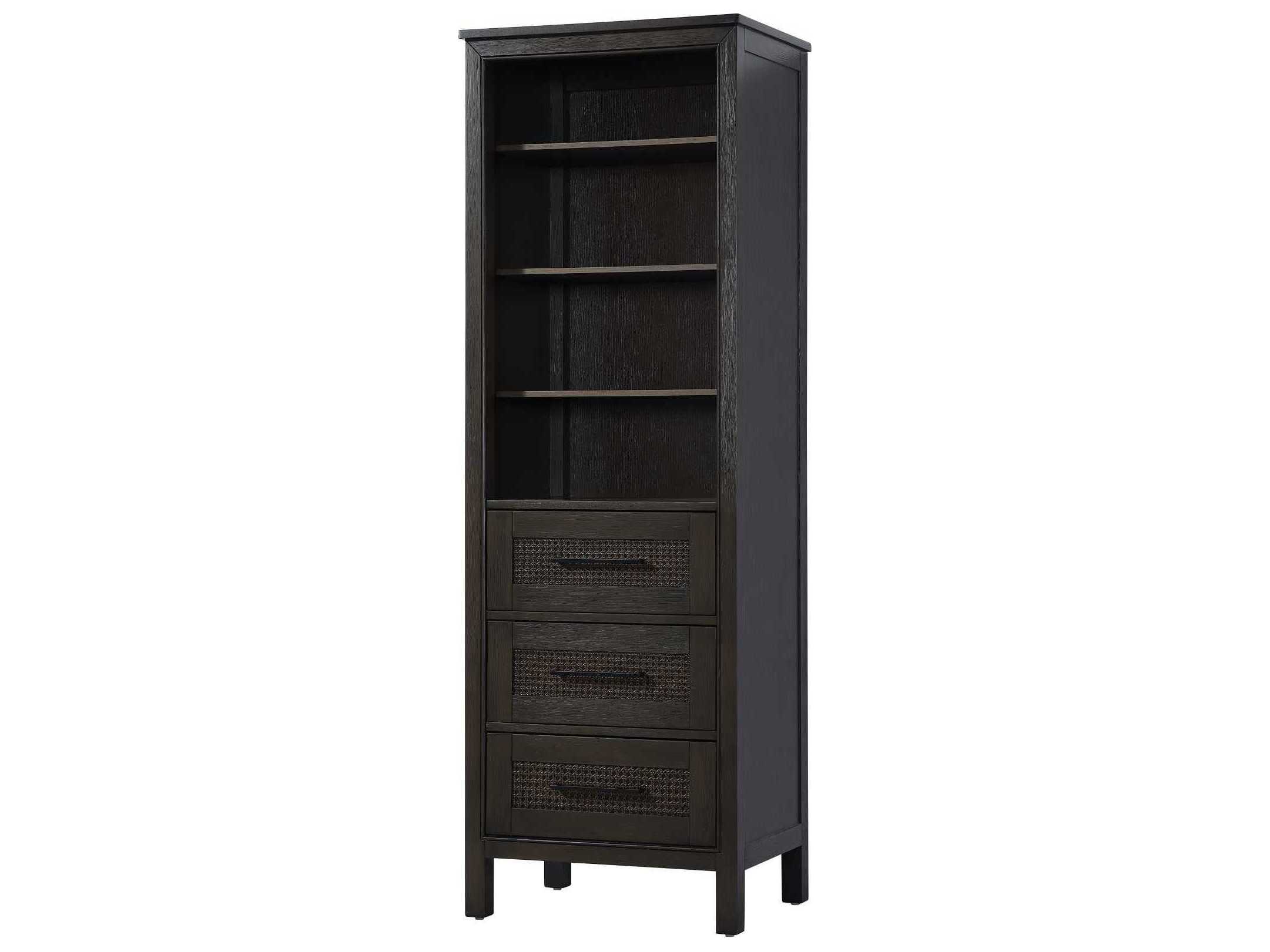 Elegant Lighting Alina Chocolate Oak Brown Rubberwood Open Shelving Bath Storage Cabinet