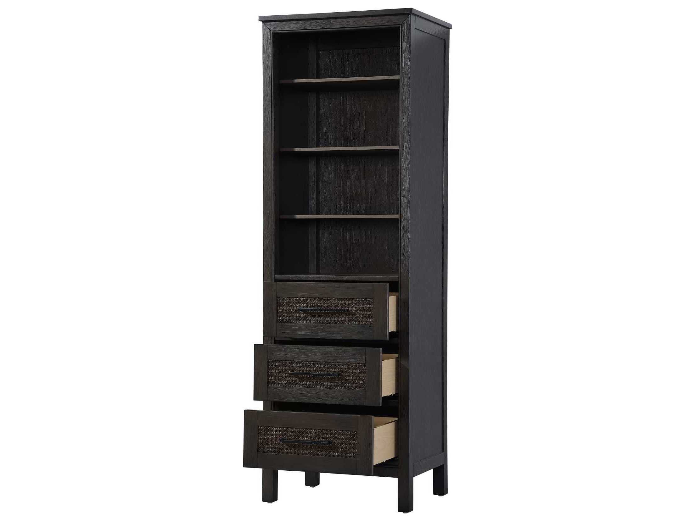Elegant Lighting Alina Chocolate Oak Brown Rubberwood Open Shelving Bath Storage Cabinet