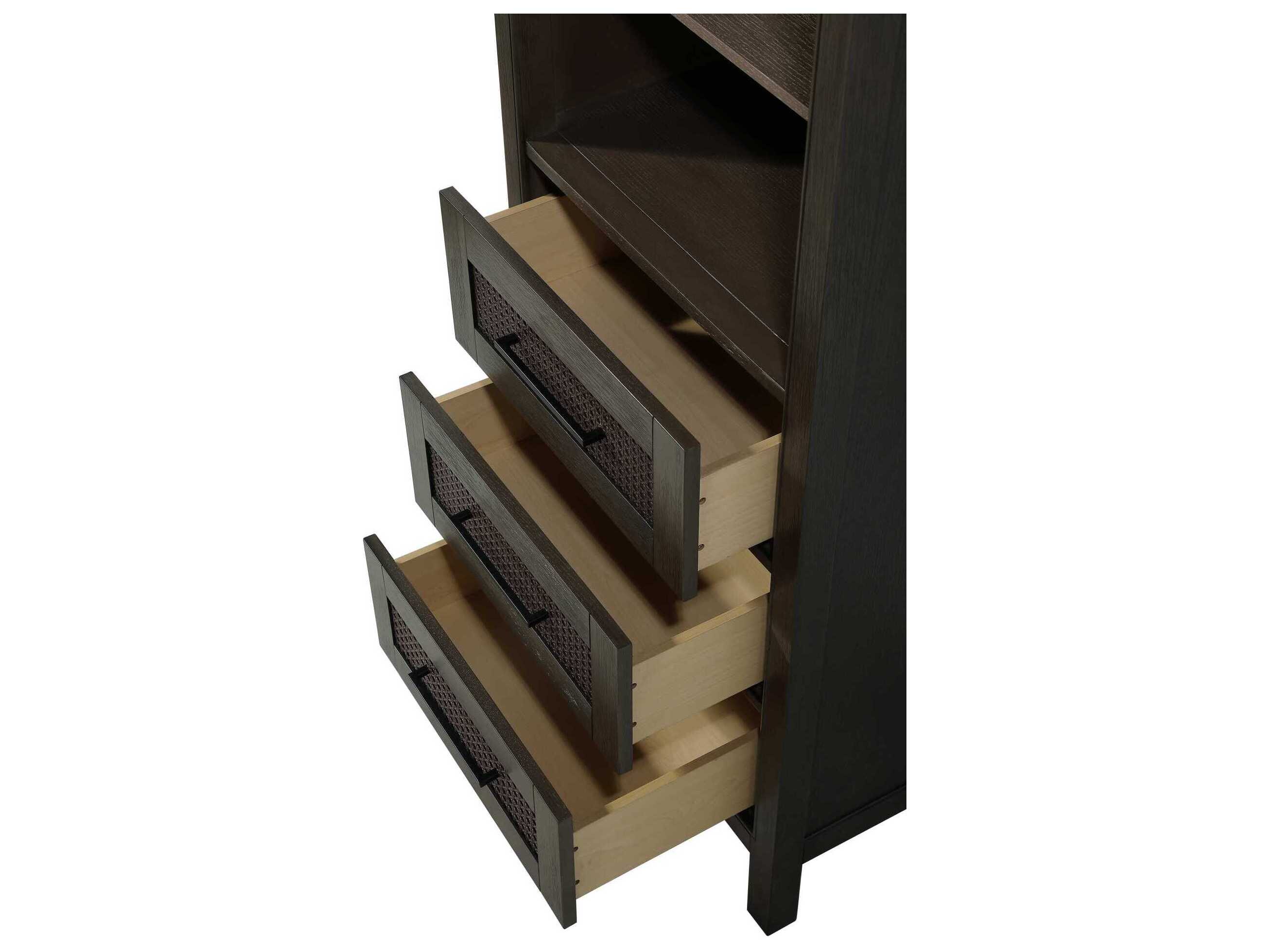Elegant Lighting Alina Chocolate Oak Brown Rubberwood Open Shelving Bath Storage Cabinet