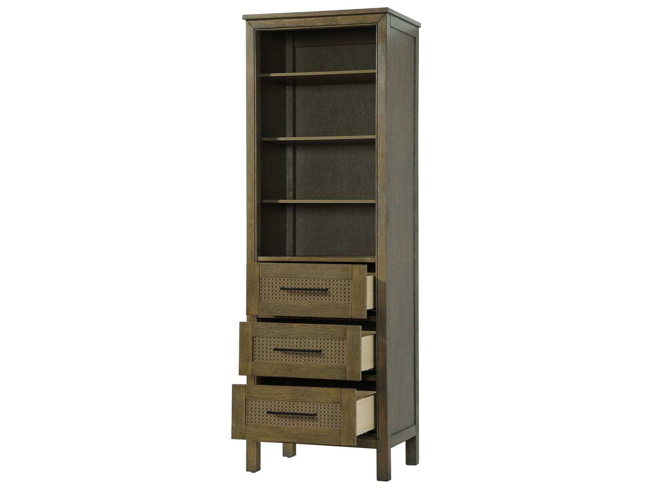 Elegant Lighting Alina Hazel Oak Brown Rubberwood Open Shelving Bath Storage Cabinet