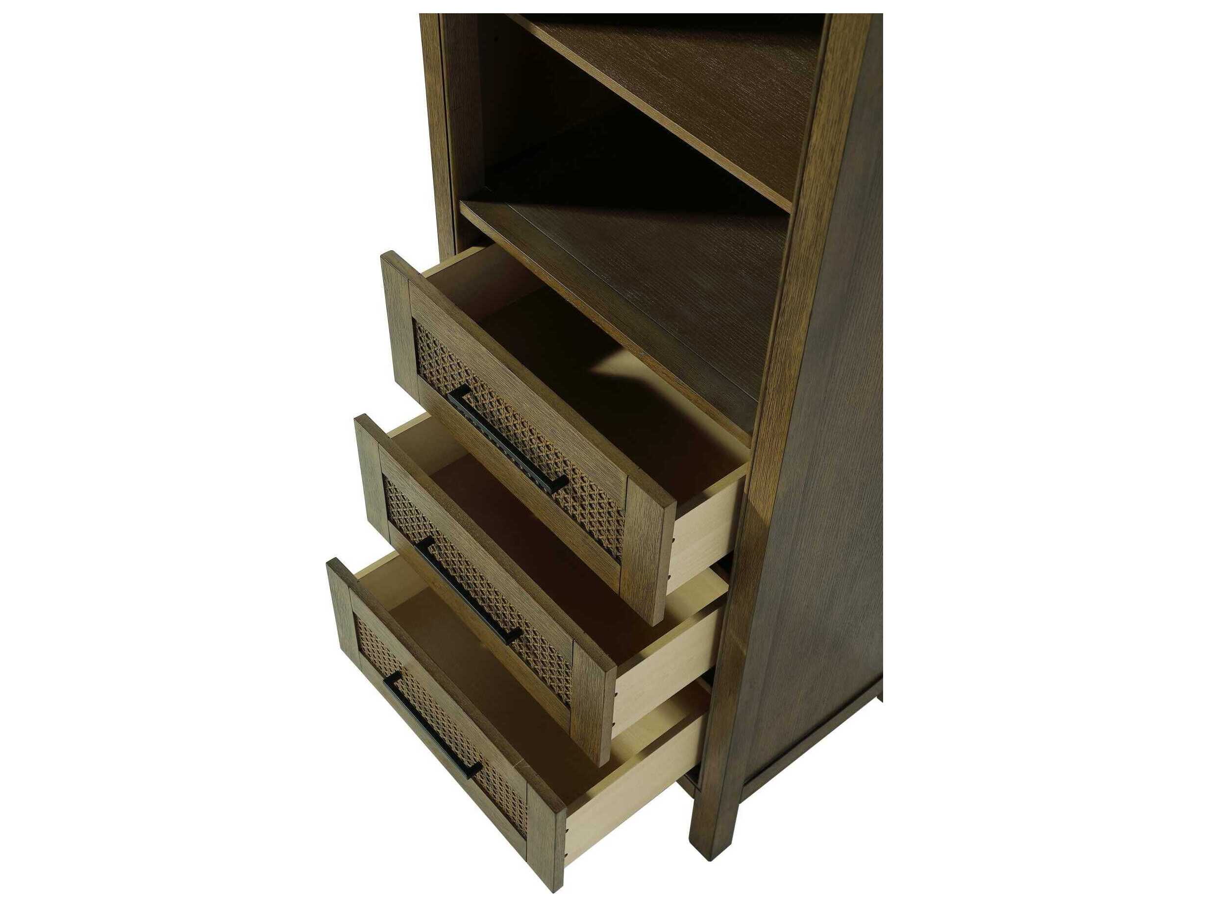 Elegant Lighting Alina Hazel Oak Brown Rubberwood Open Shelving Bath Storage Cabinet