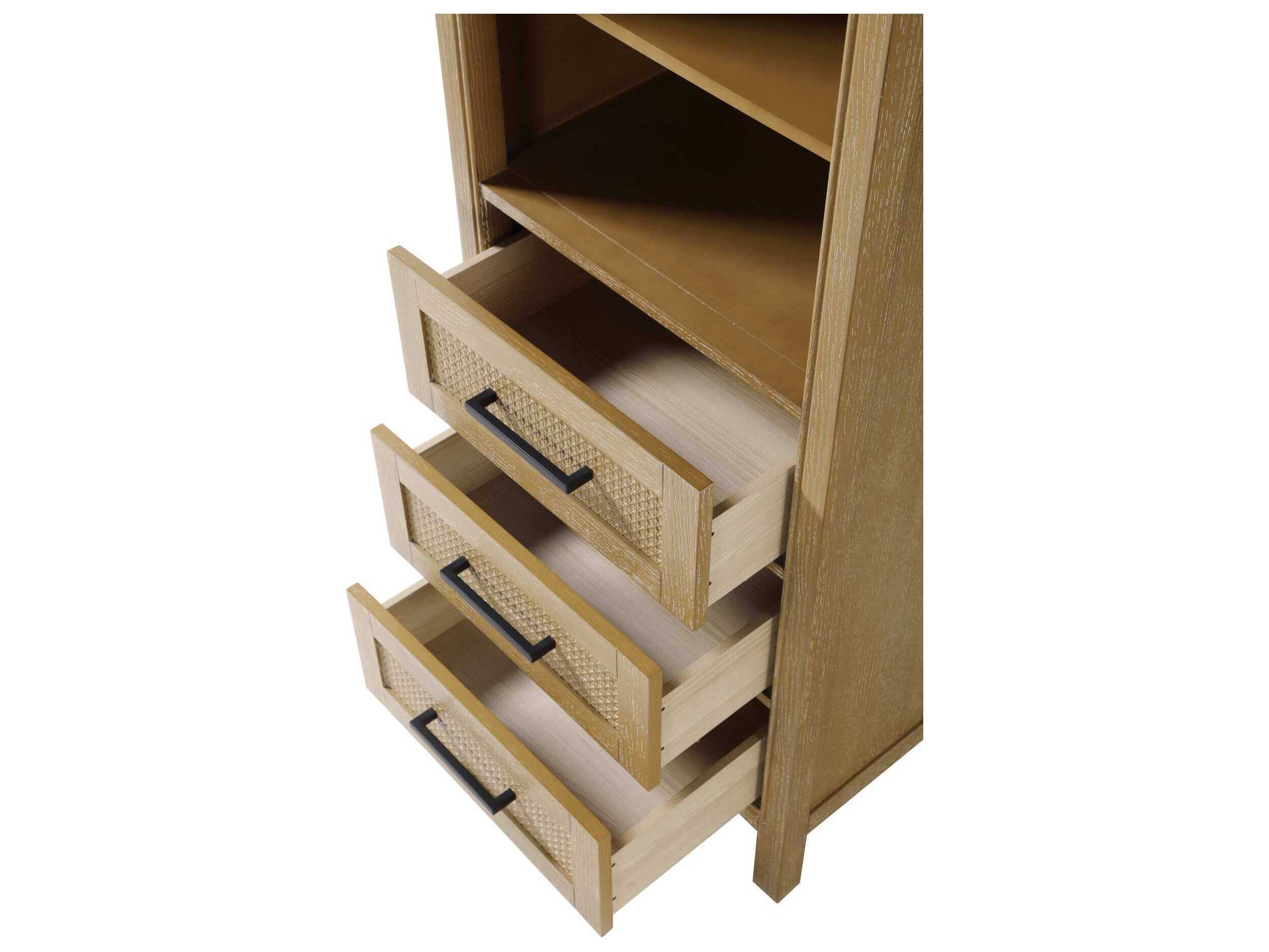 Elegant Lighting Alina Linen Oak Brown Rubberwood Open Shelving Bath Storage Cabinet