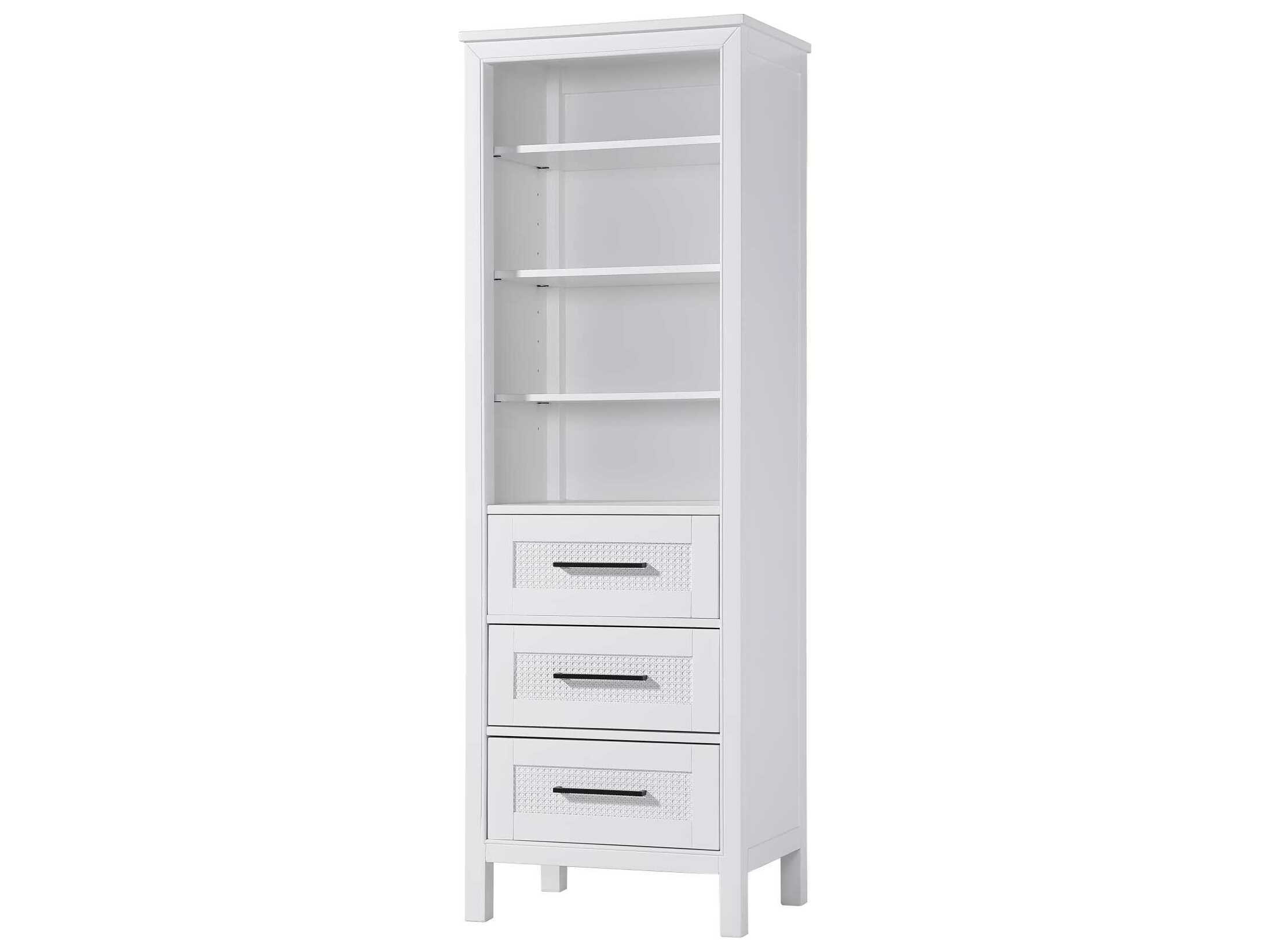 Elegant Lighting Alina White Rubberwood Open Shelving Bath Storage Cabinet