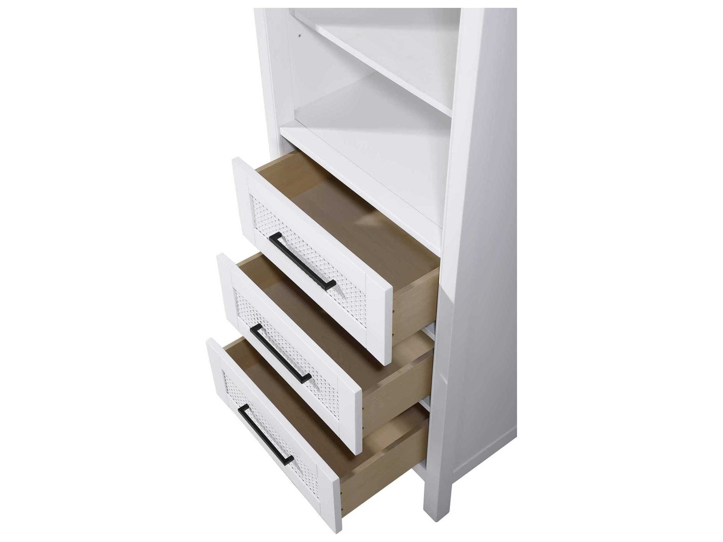 Elegant Lighting Alina White Rubberwood Open Shelving Bath Storage Cabinet