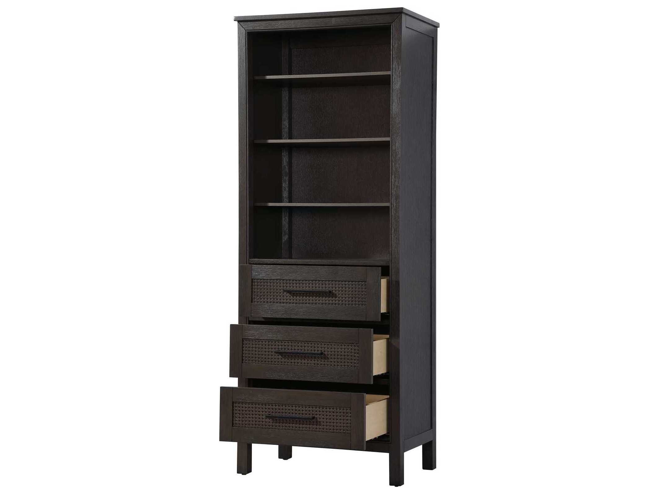 Elegant Lighting Alina Chocolate Oak Brown Rubberwood Open Shelving Bath Storage Cabinet