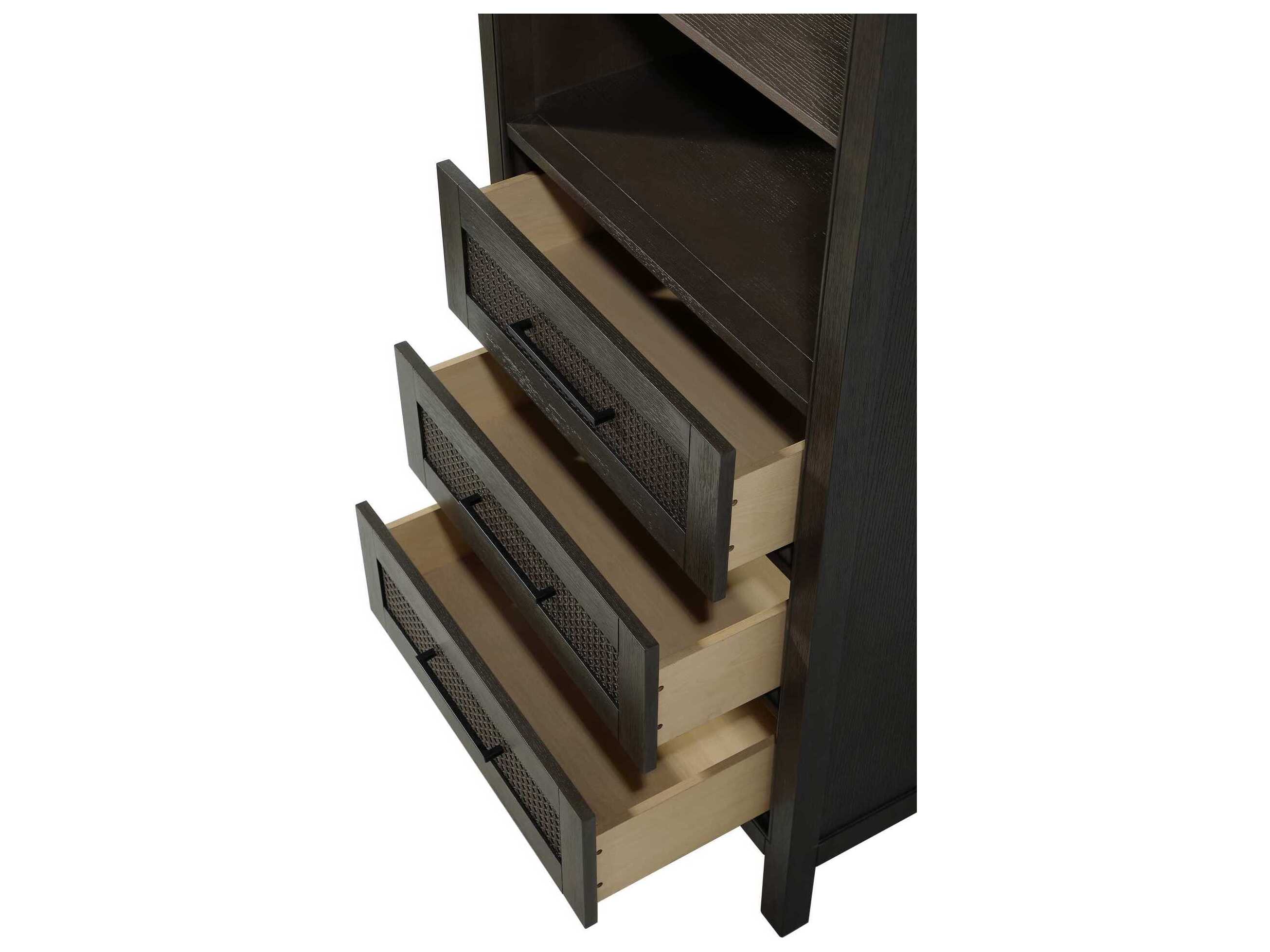 Elegant Lighting Alina Chocolate Oak Brown Rubberwood Open Shelving Bath Storage Cabinet