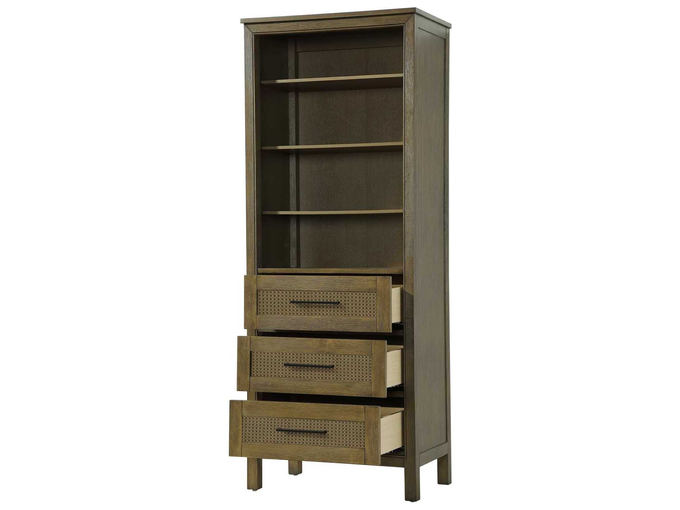 Elegant Lighting Alina Hazel Oak Brown Rubberwood Open Shelving Bath Storage Cabinet