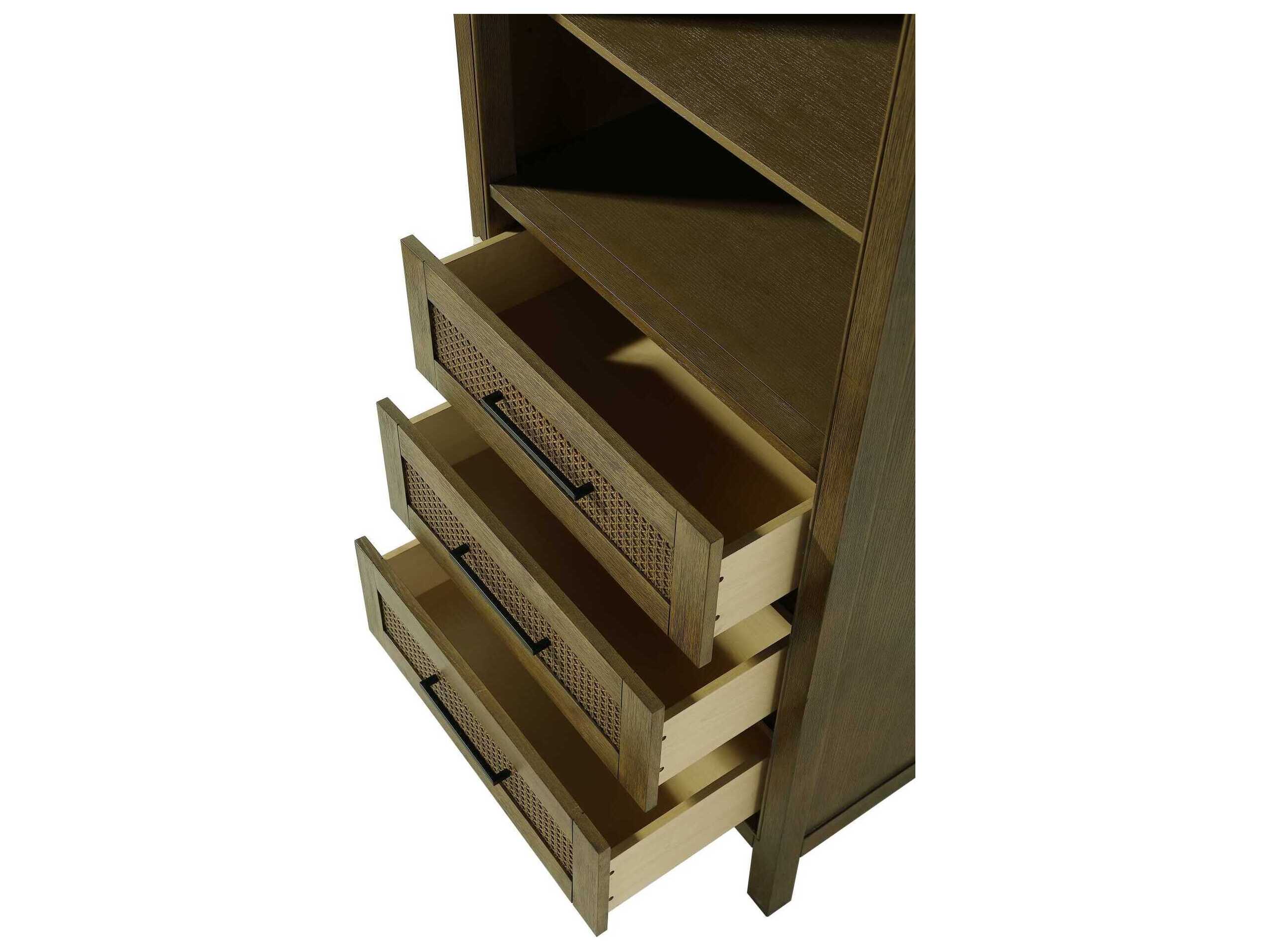 Elegant Lighting Alina Hazel Oak Brown Rubberwood Open Shelving Bath Storage Cabinet