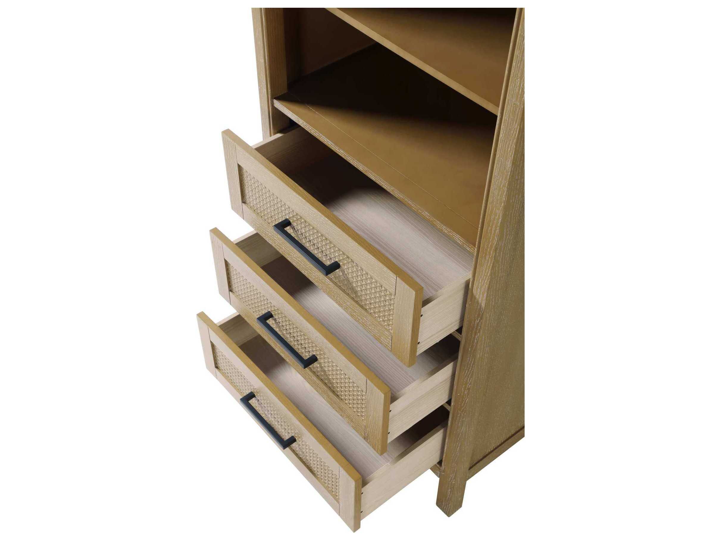 Elegant Lighting Alina Linen Oak Brown Rubberwood Open Shelving Bath Storage Cabinet