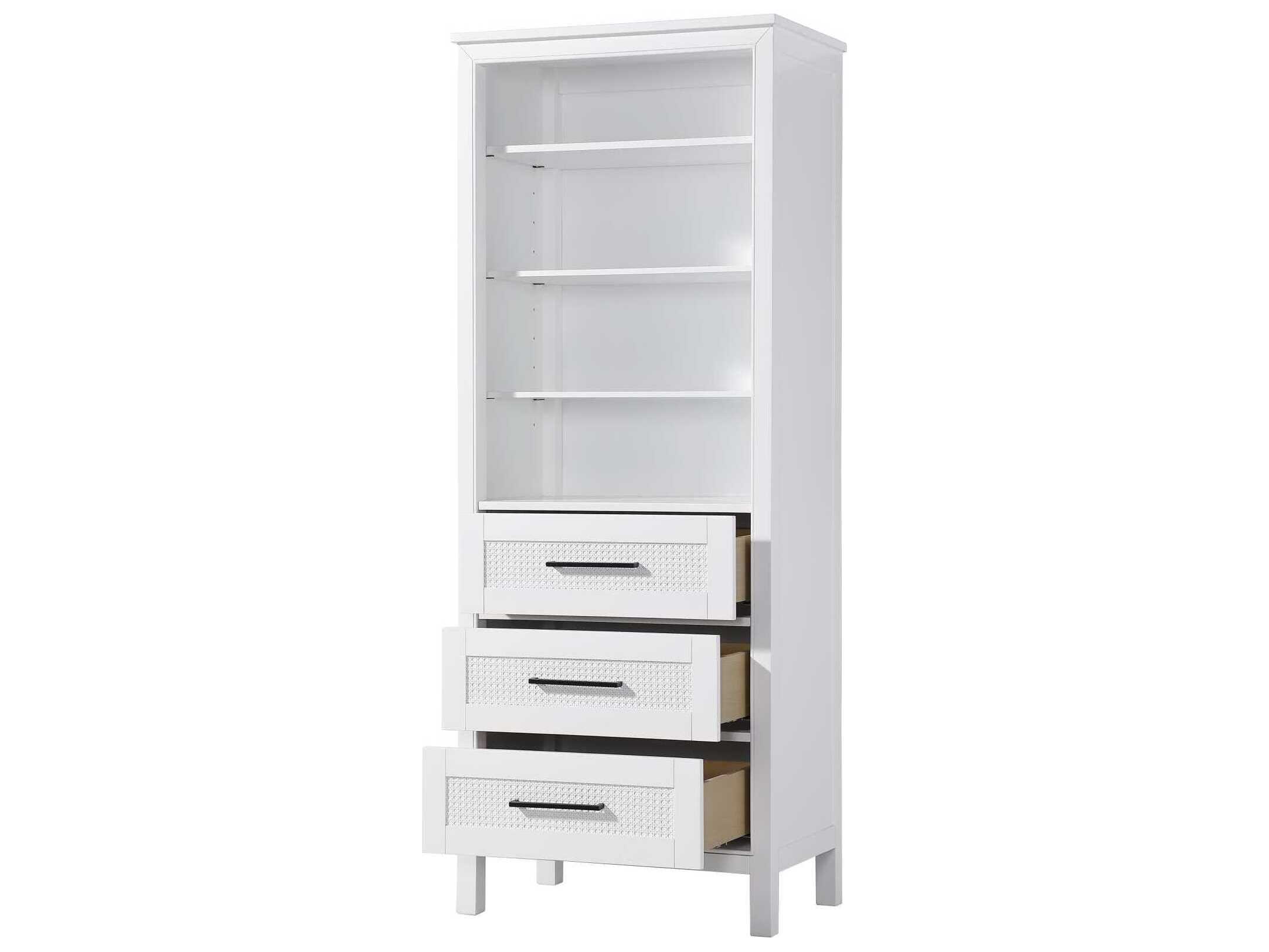 Elegant Lighting Alina White Rubberwood Open Shelving Bath Storage Cabinet