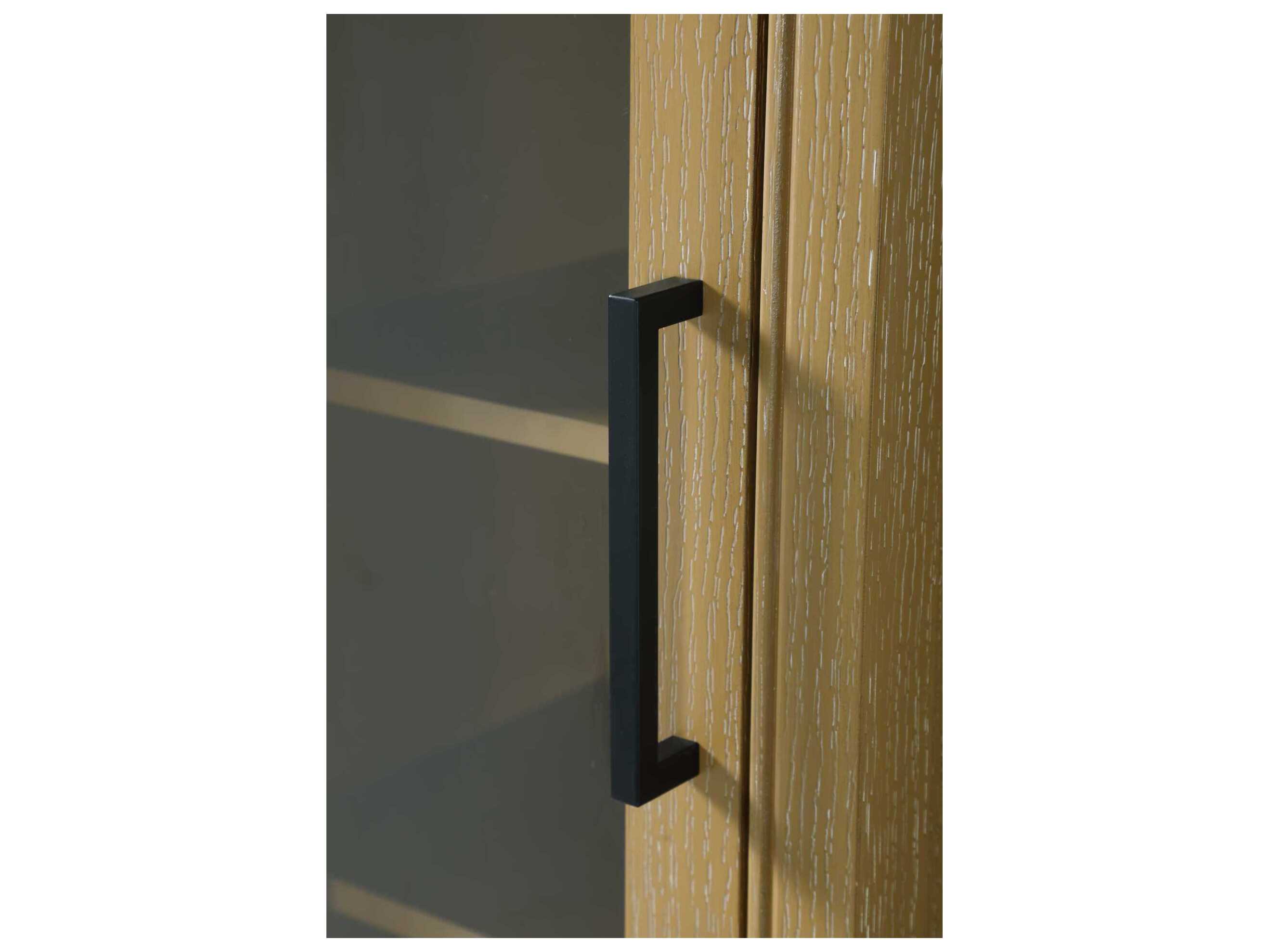 Elegant Lighting Alina Linen Oak Brown Rubberwood Bath Storage Glass Cabinet