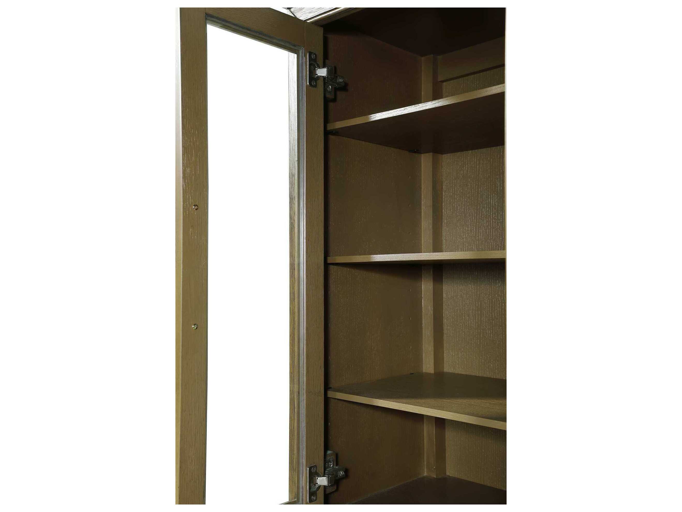 Elegant Lighting Alina Hazel Oak Brown Rubberwood Bath Storage Glass Cabinet