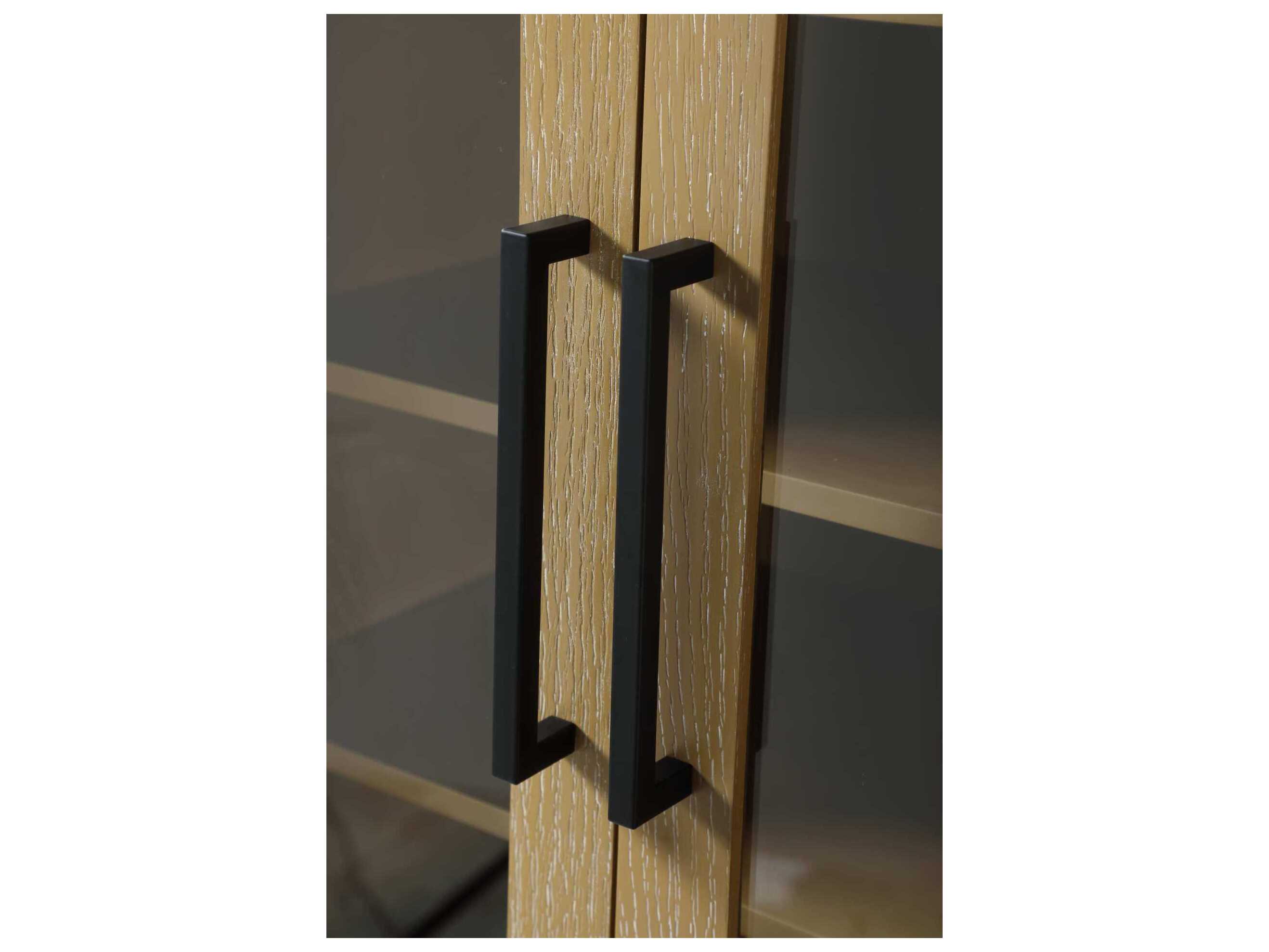 Elegant Lighting Alina Linen Oak Brown Rubberwood Bath Storage Glass Cabinet