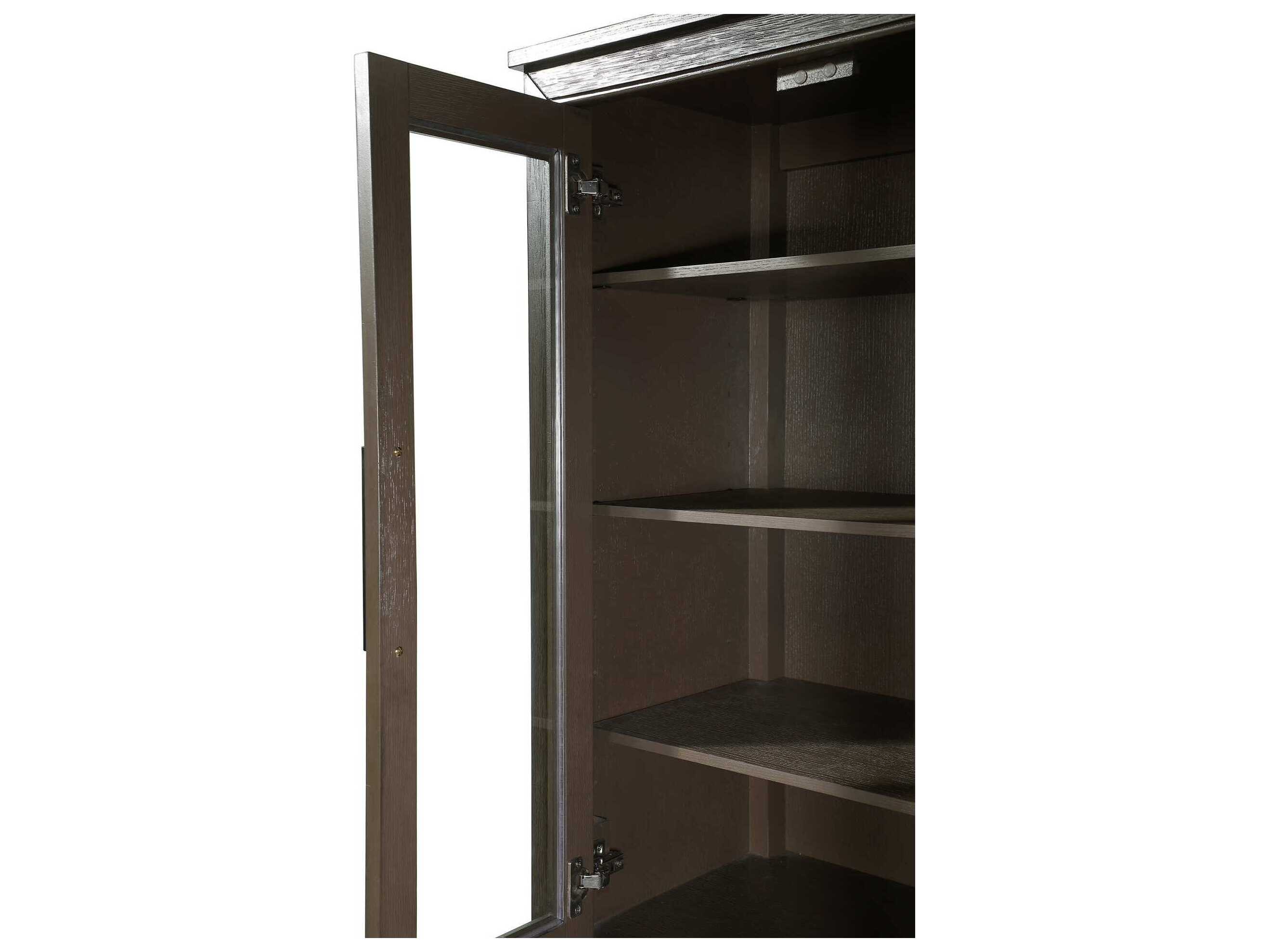 Elegant Lighting Alina Chocolate Oak Brown Rubberwood Bath Storage Glass Cabinet