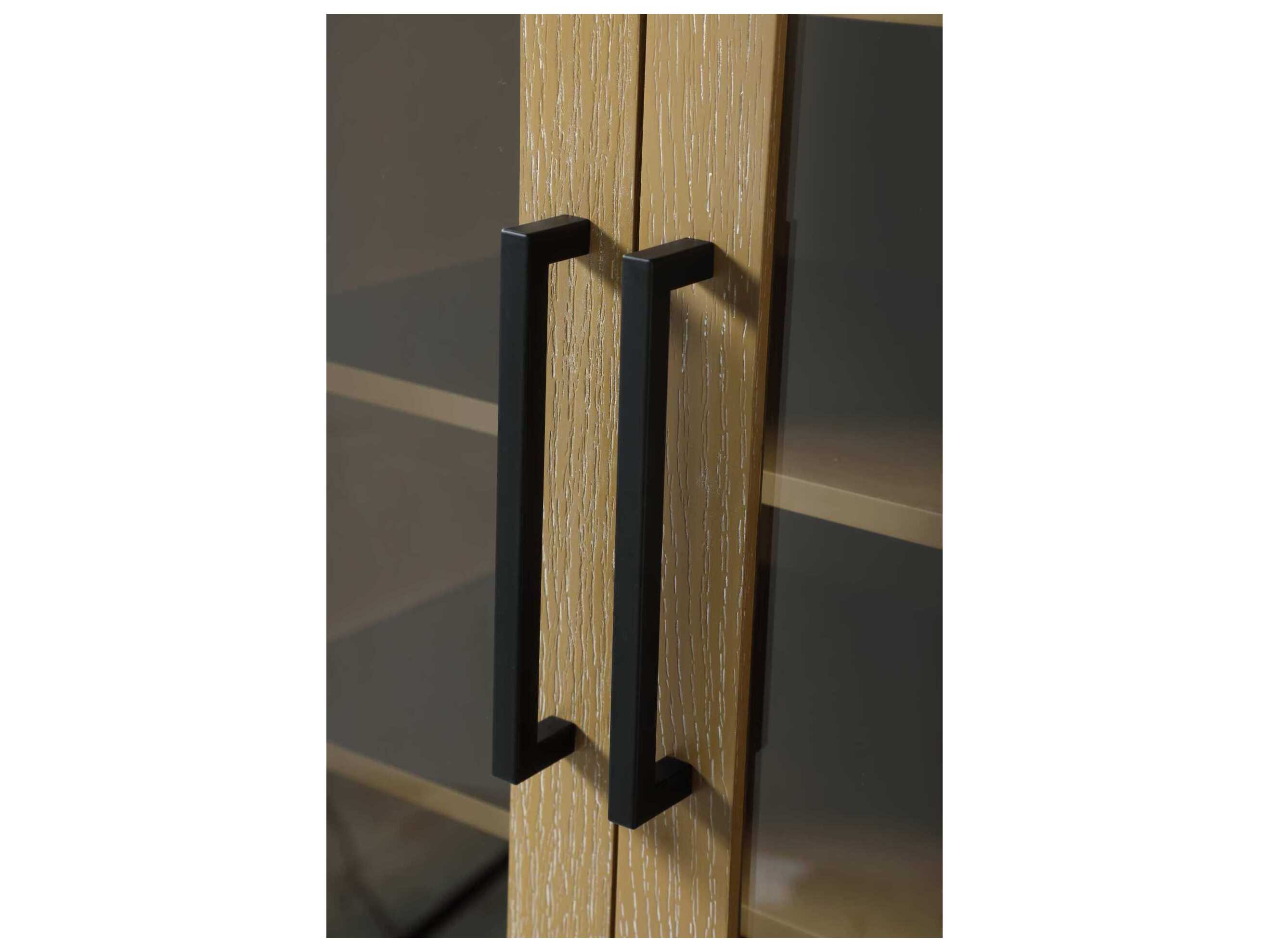 Elegant Lighting Alina Linen Oak Brown Rubberwood Bath Storage Glass Cabinet