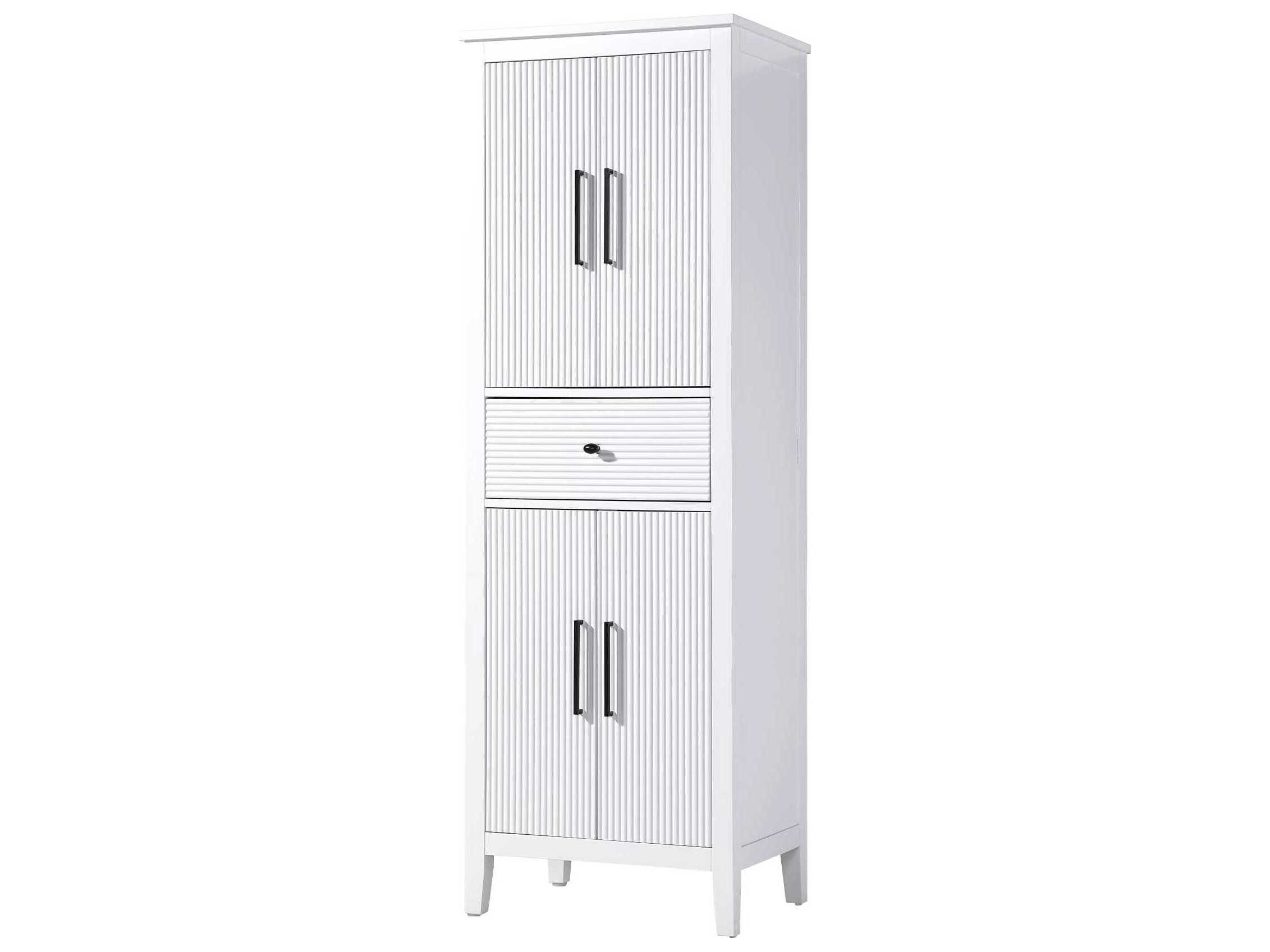Elegant Lighting Blakely White Rubberwood Bath Storage Cabinet
