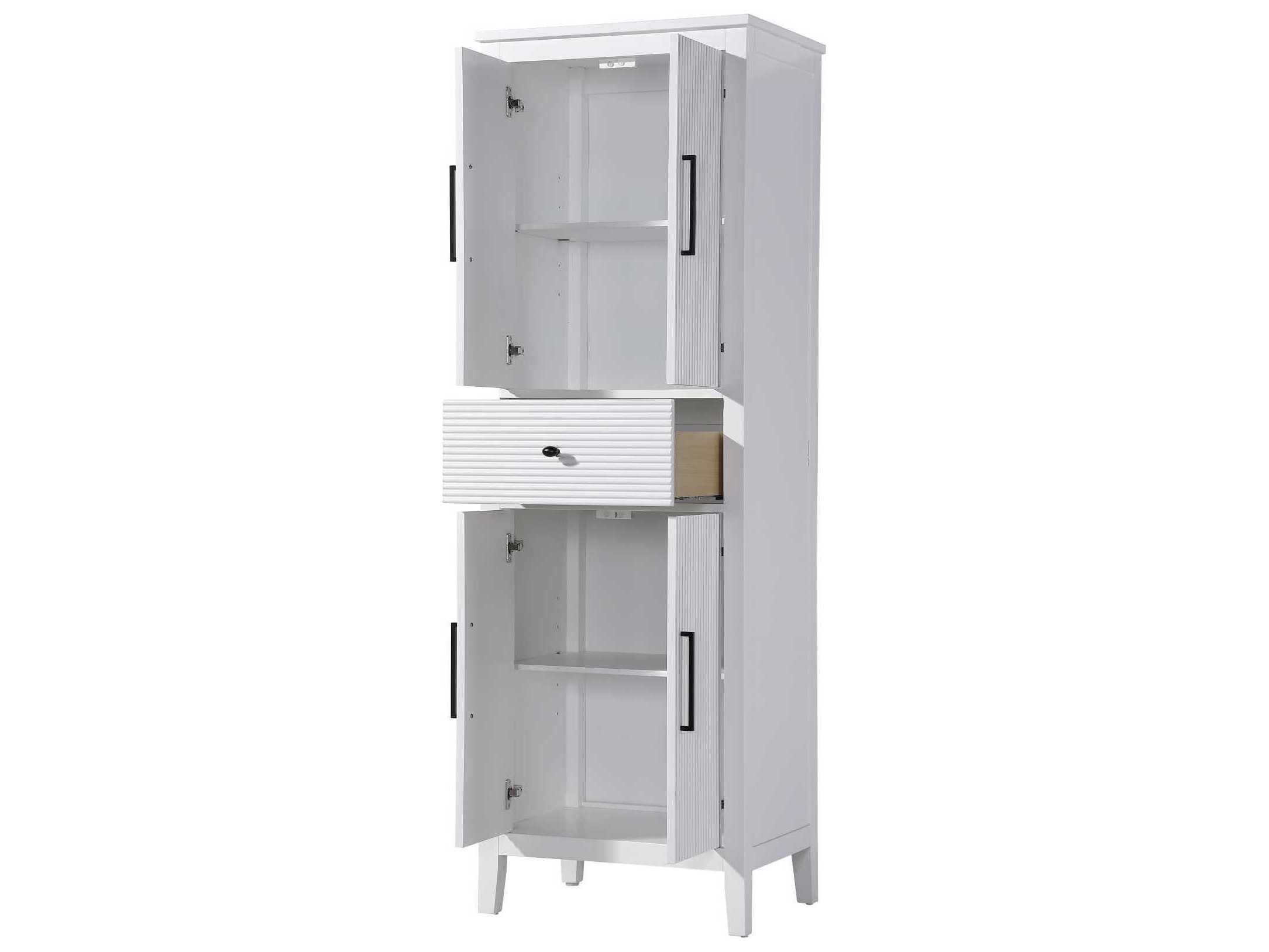 Elegant Lighting Blakely White Rubberwood Bath Storage Cabinet