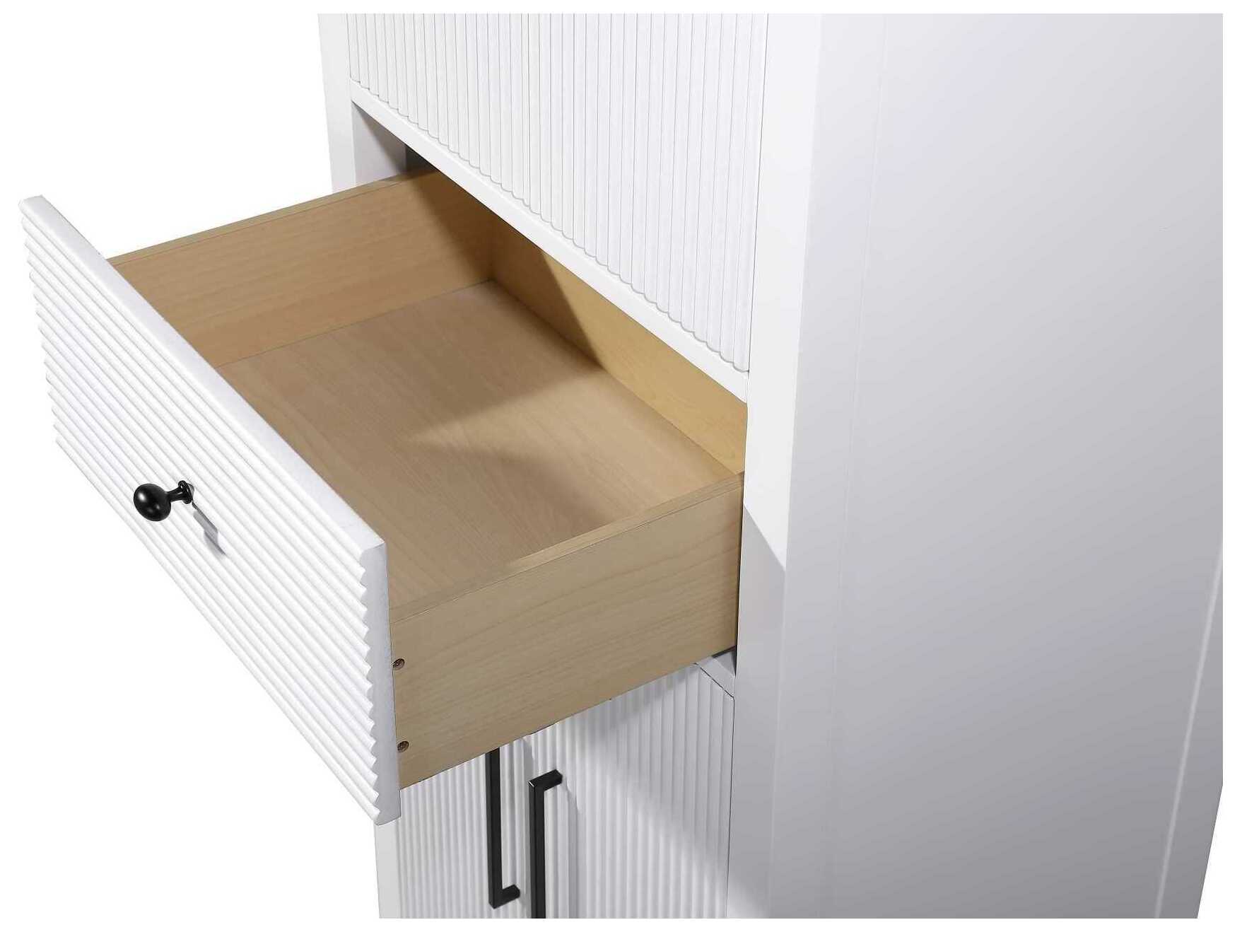 Elegant Lighting Blakely White Rubberwood Bath Storage Cabinet