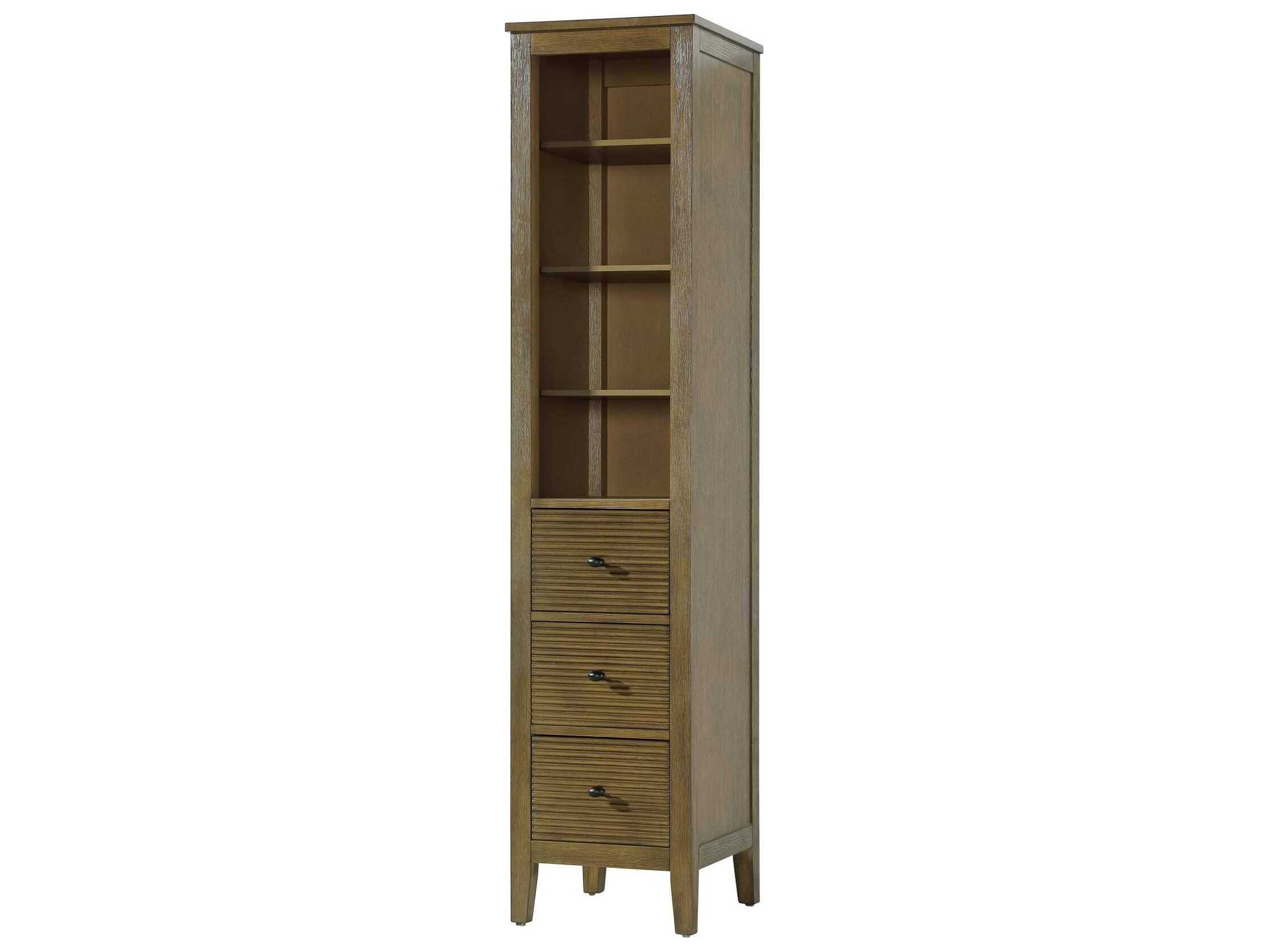 Elegant Lighting Blakely Hazel Oak Brown Rubberwood Open Shelving Bath Storage Cabinet