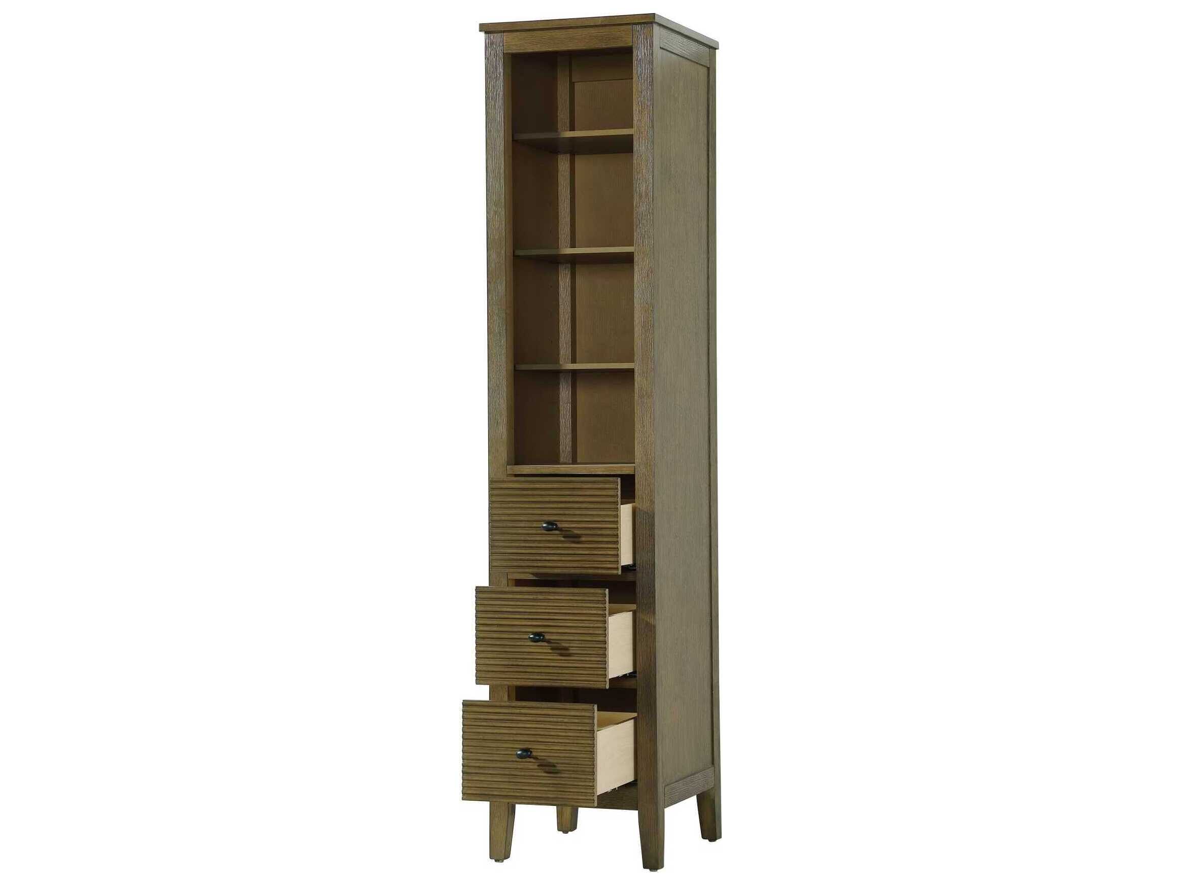 Elegant Lighting Blakely Hazel Oak Brown Rubberwood Open Shelving Bath Storage Cabinet