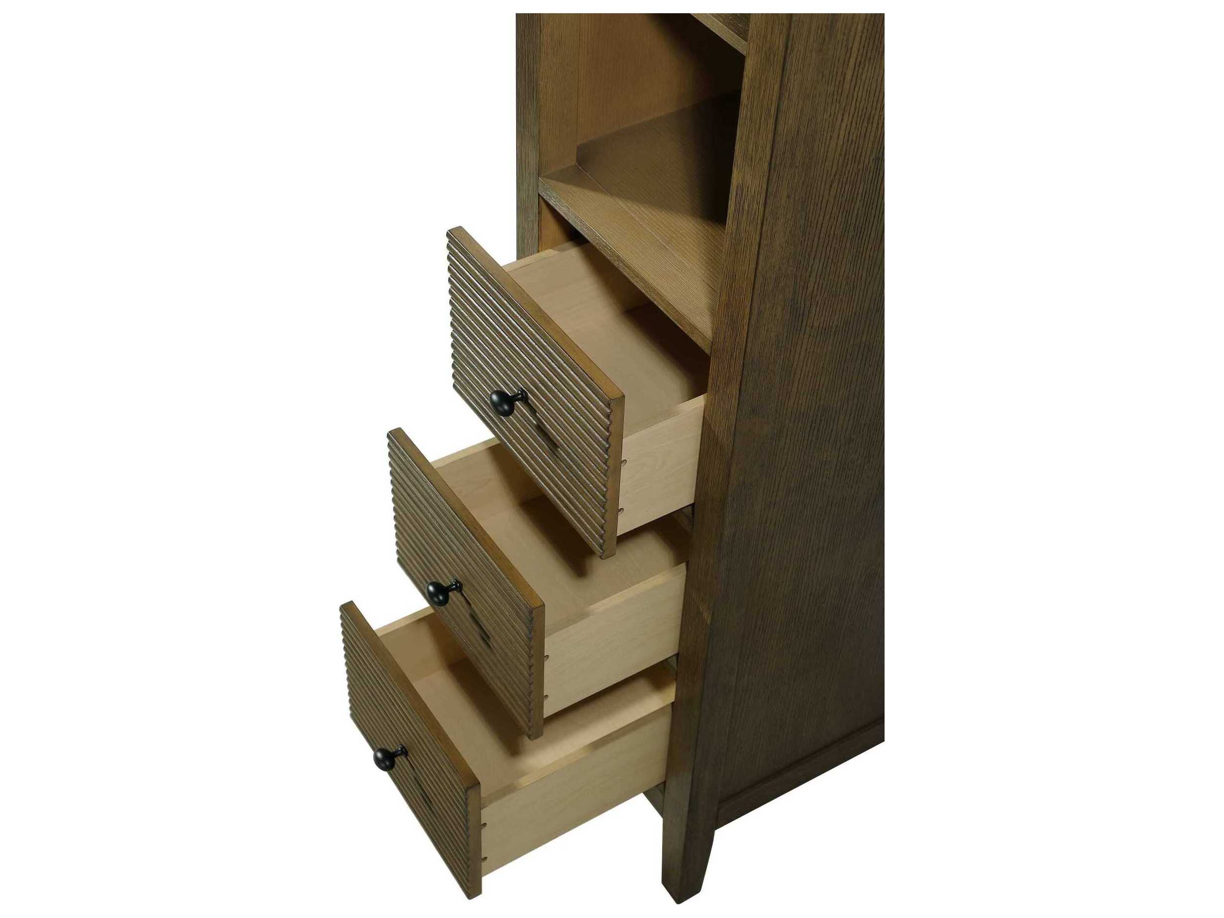 Elegant Lighting Blakely Hazel Oak Brown Rubberwood Open Shelving Bath Storage Cabinet