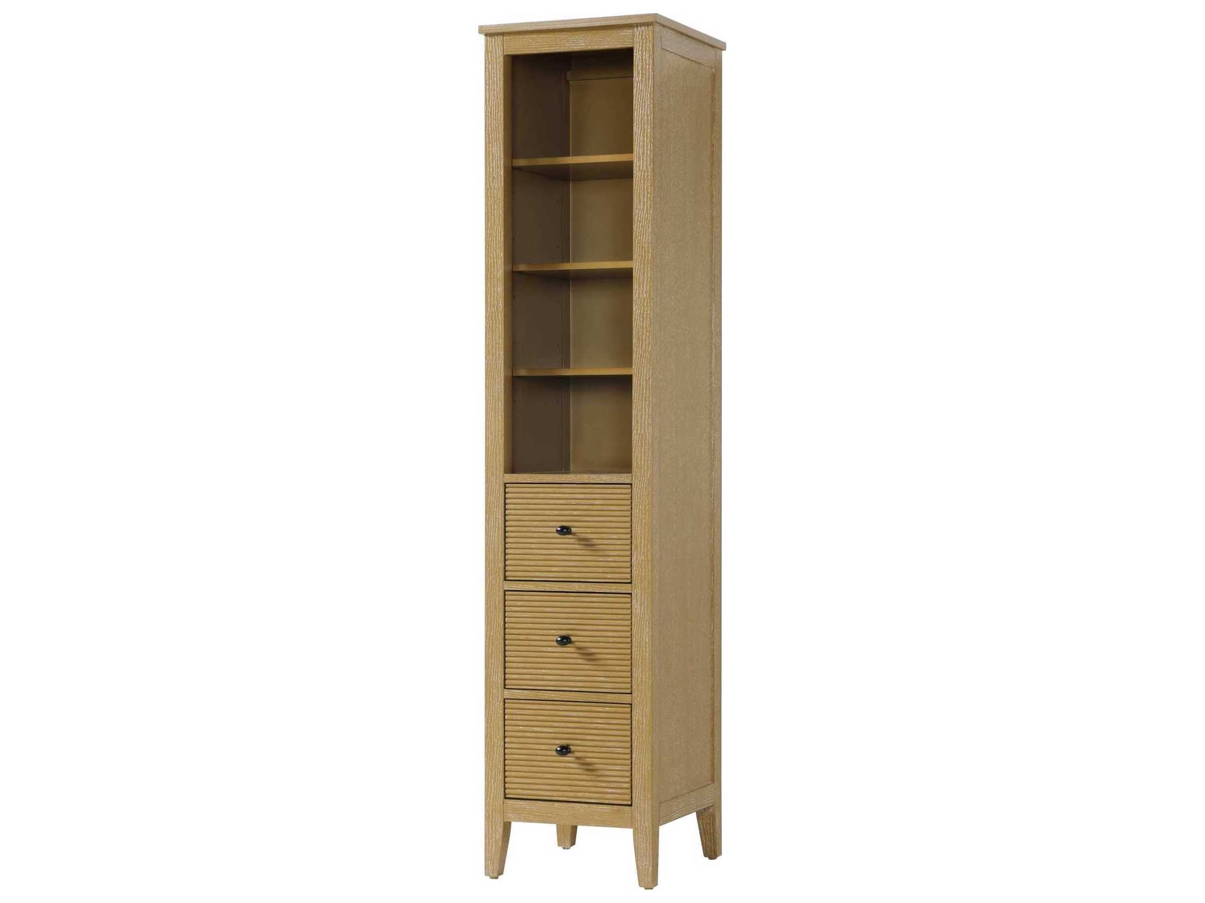 Elegant Lighting Blakely Linen Oak Brown Rubberwood Open Shelving Bath Storage Cabinet
