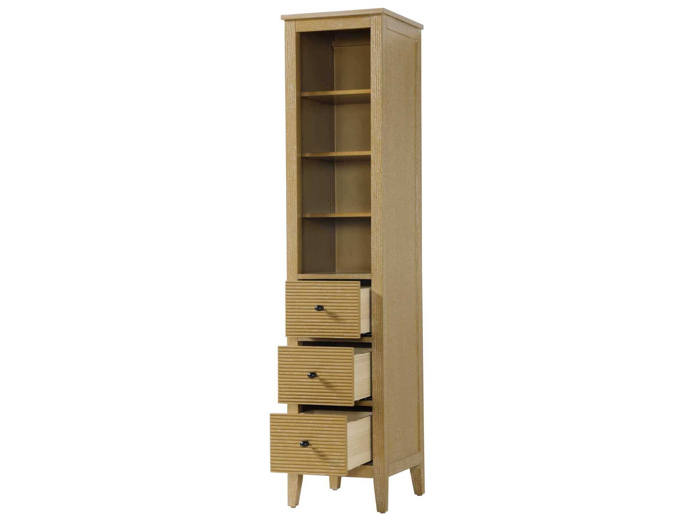 Elegant Lighting Blakely Linen Oak Brown Rubberwood Open Shelving Bath Storage Cabinet