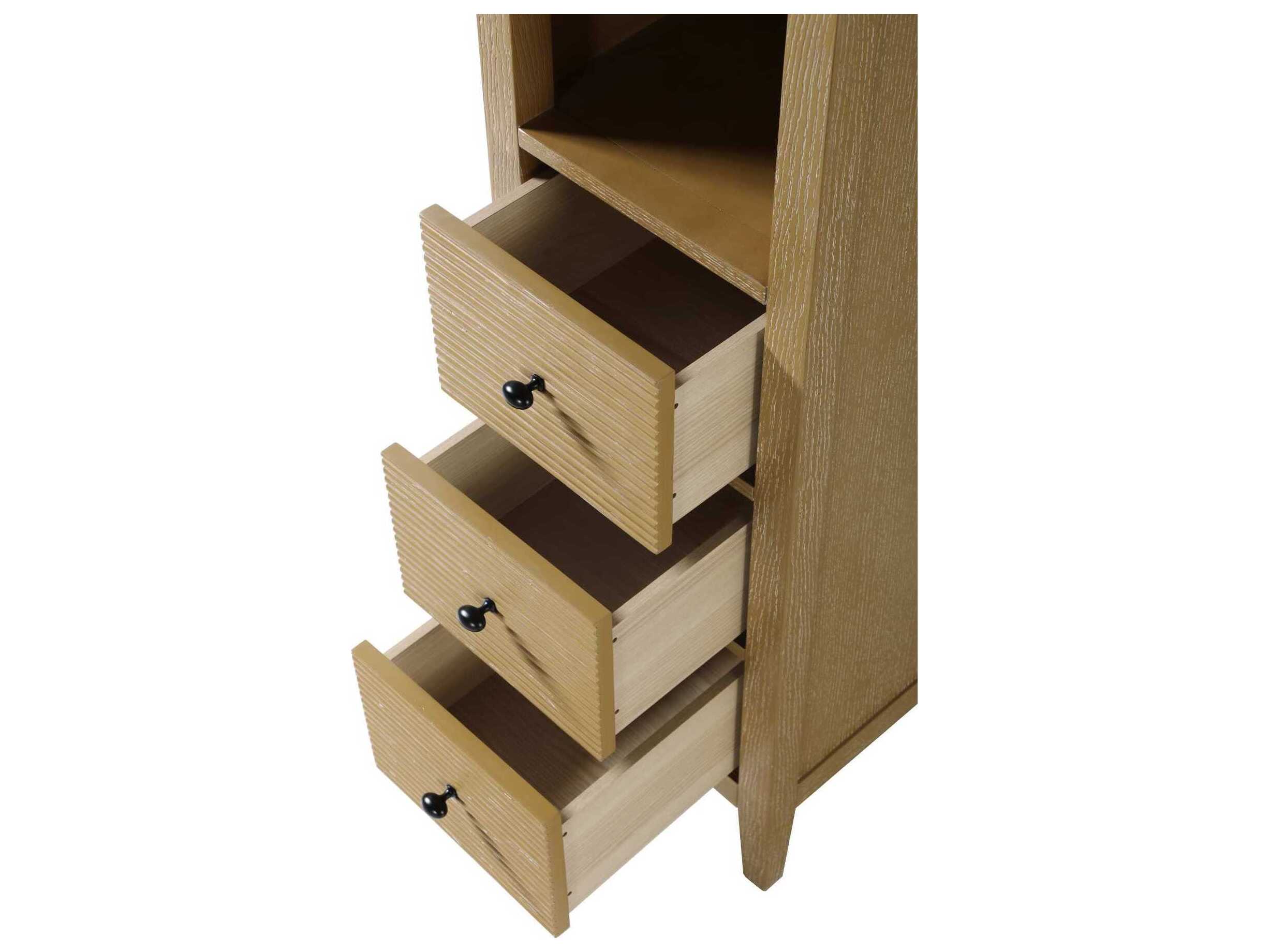 Elegant Lighting Blakely Linen Oak Brown Rubberwood Open Shelving Bath Storage Cabinet