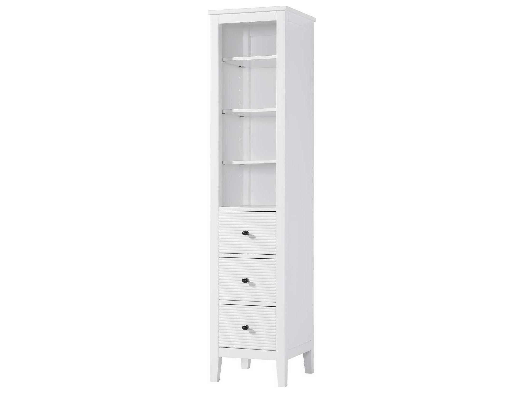 Elegant Lighting Blakely White Rubberwood Open Shelving Bath Storage Cabinet