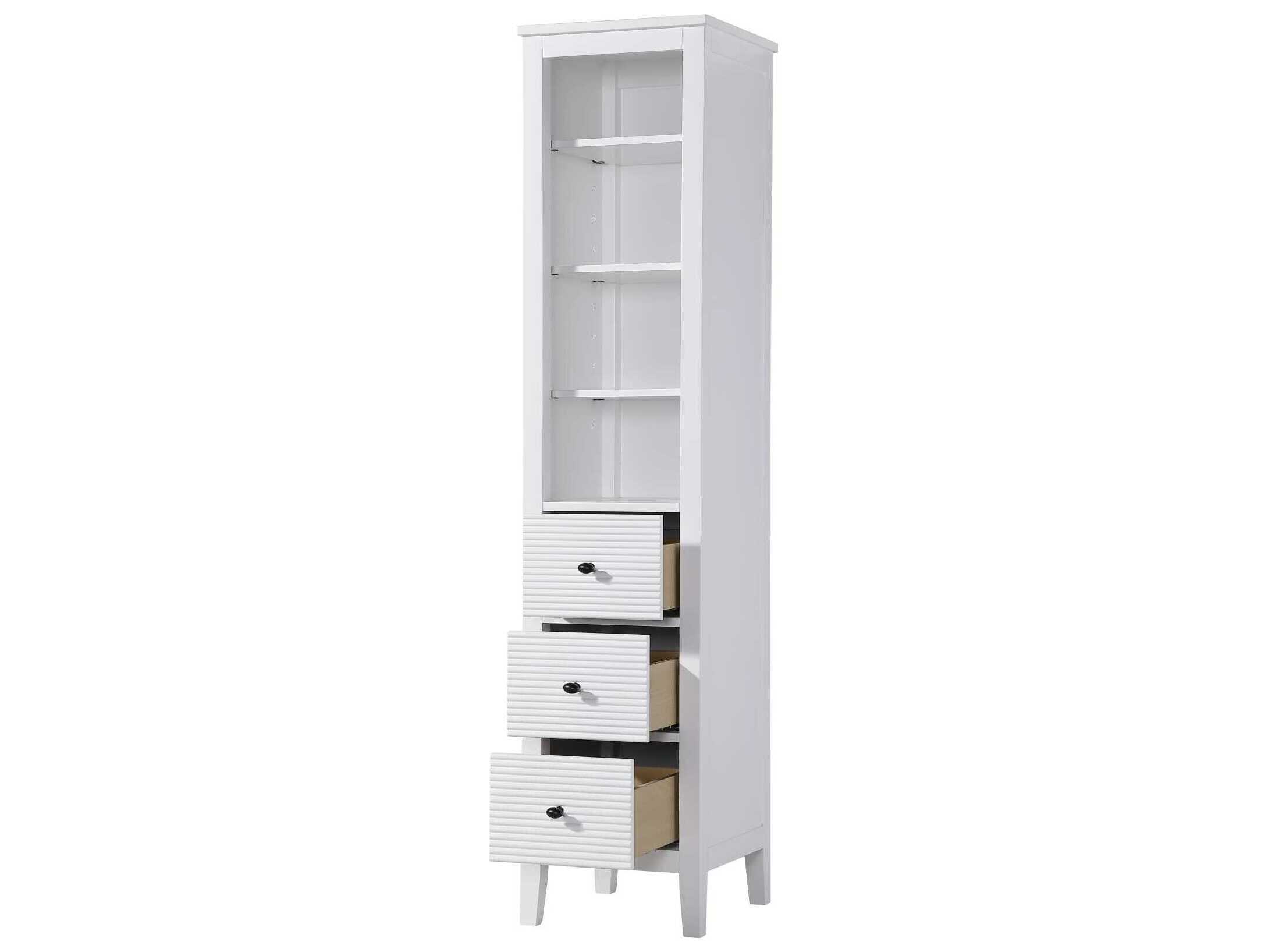 Elegant Lighting Blakely White Rubberwood Open Shelving Bath Storage Cabinet