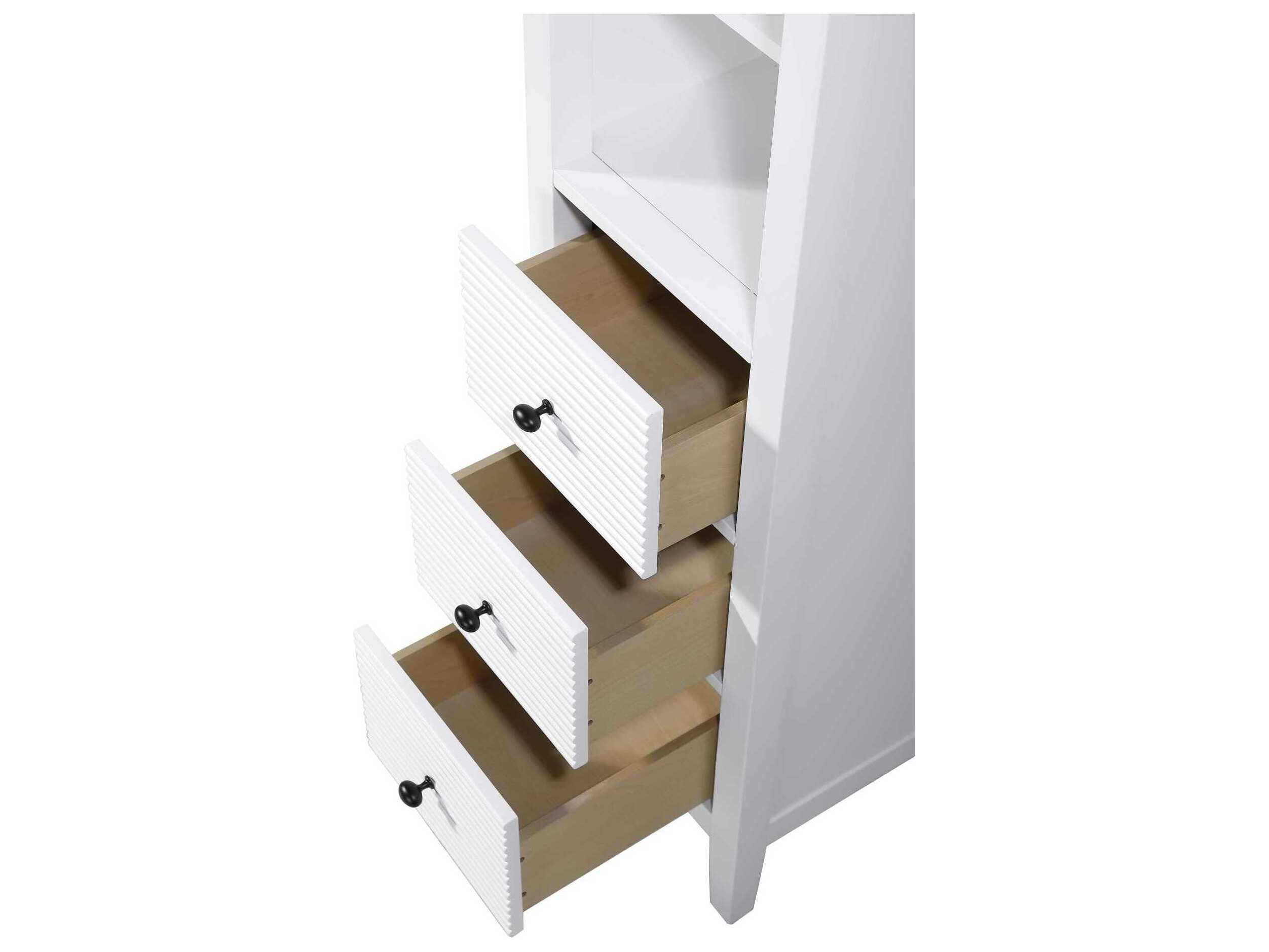 Elegant Lighting Blakely White Rubberwood Open Shelving Bath Storage Cabinet