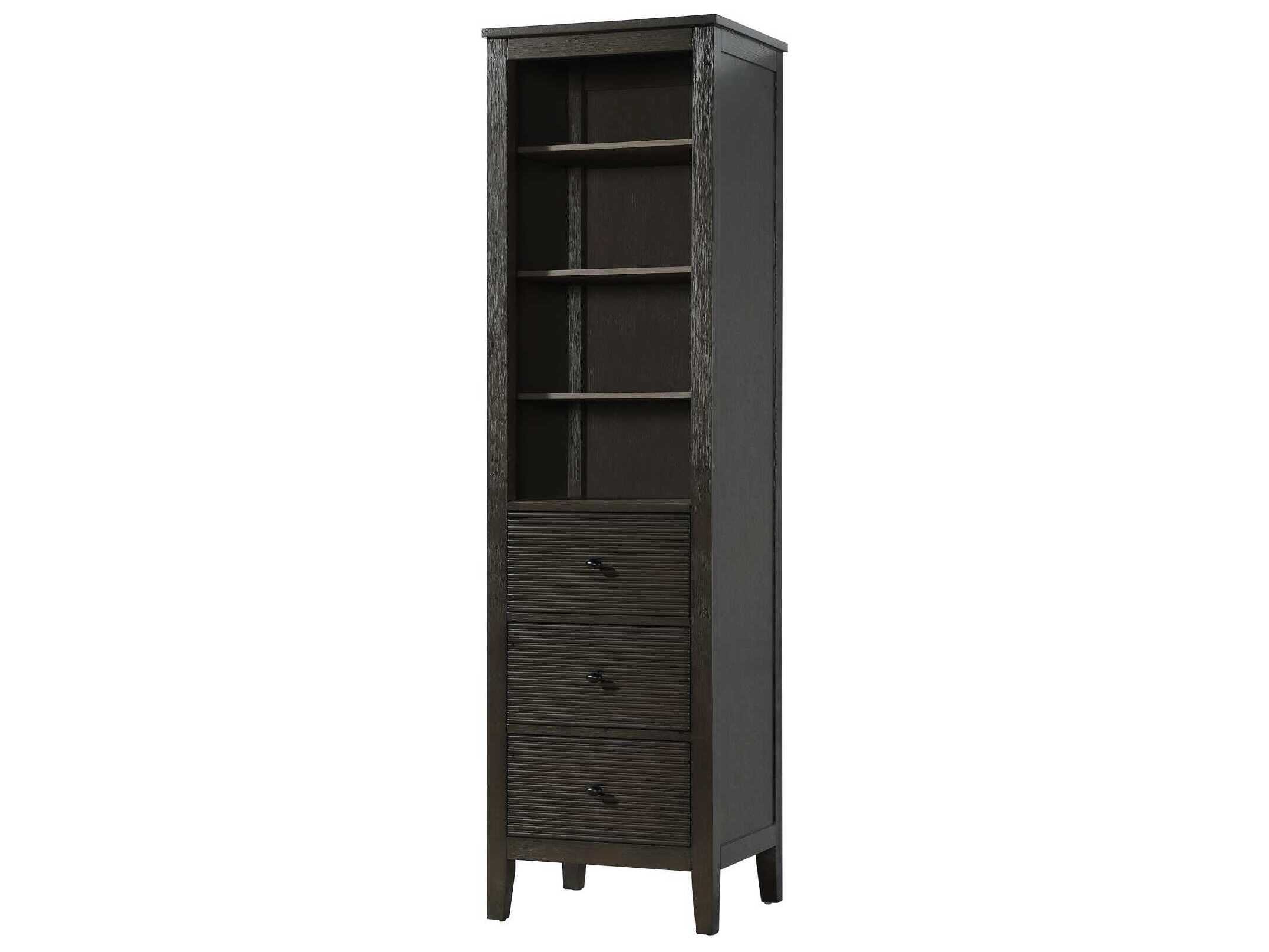 Elegant Lighting Blakely Chocolate Oak Brown Rubberwood Open Shelving Bath Storage Cabinet