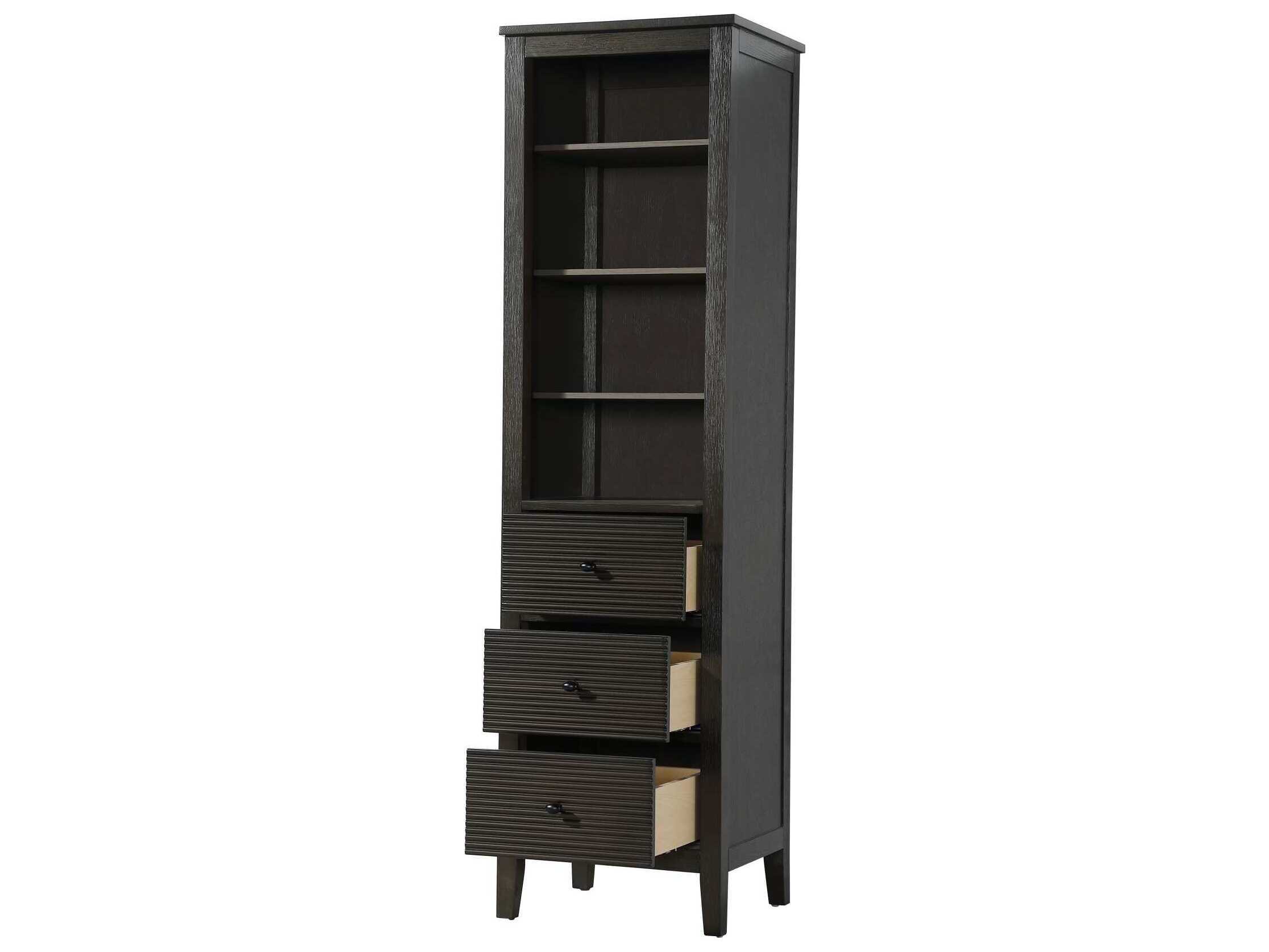 Elegant Lighting Blakely Chocolate Oak Brown Rubberwood Open Shelving Bath Storage Cabinet