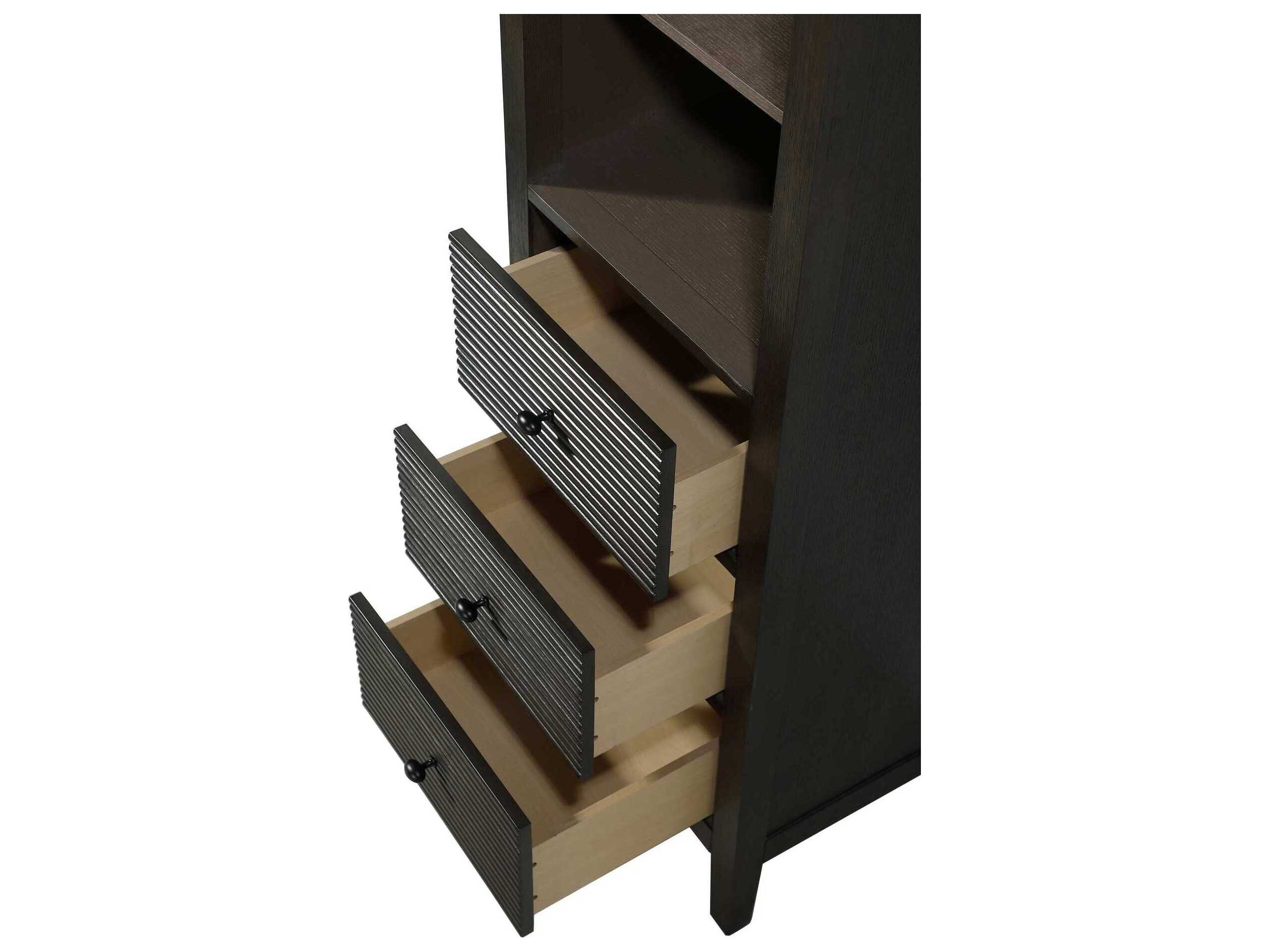Elegant Lighting Blakely Chocolate Oak Brown Rubberwood Open Shelving Bath Storage Cabinet