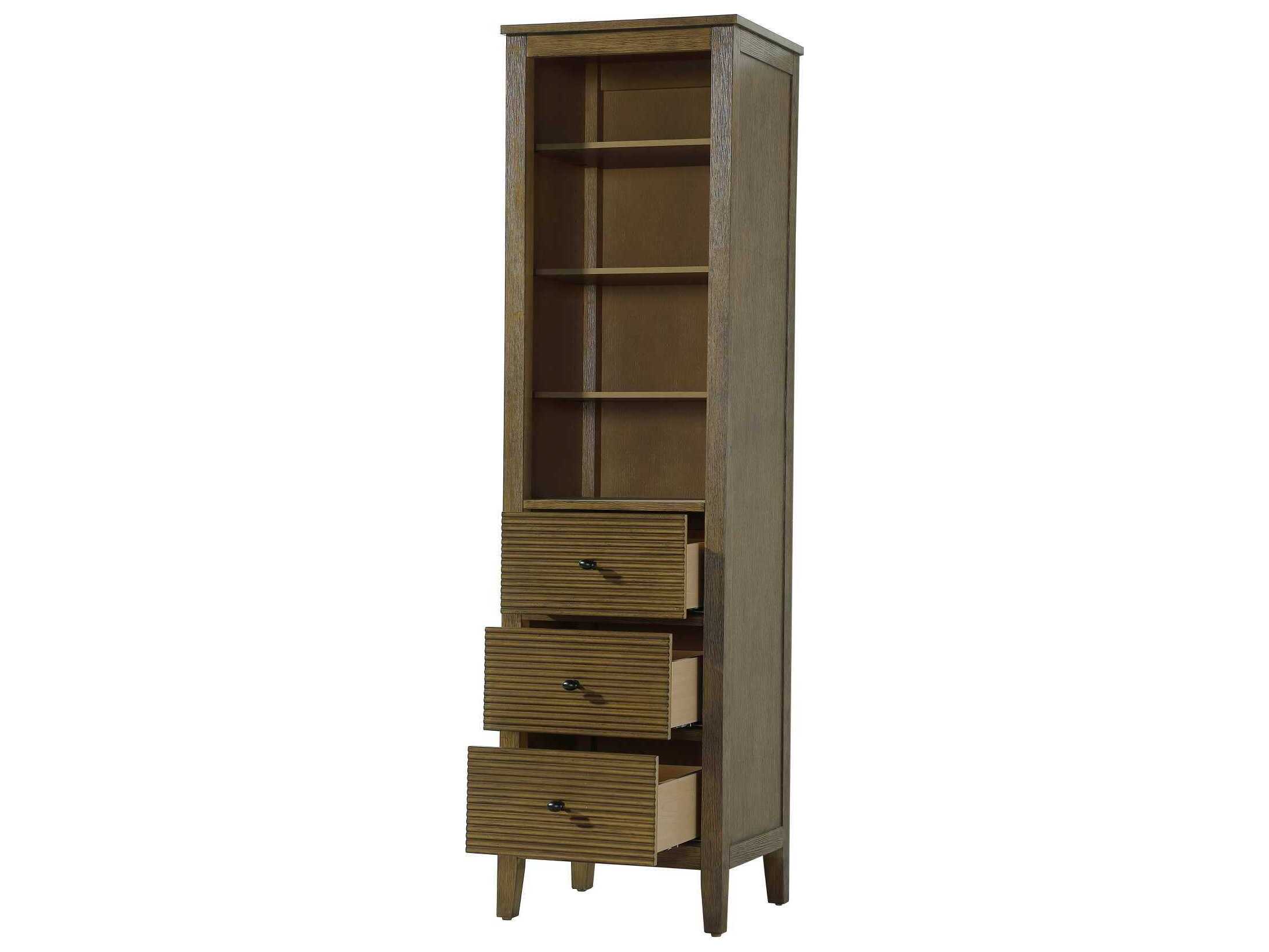 Elegant Lighting Blakely Hazel Oak Brown Rubberwood Open Shelving Bath Storage Cabinet