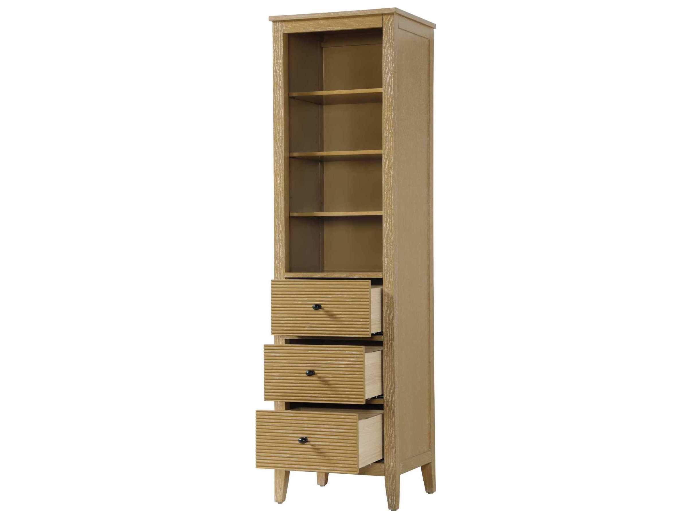 Elegant Lighting Blakely Linen Oak Brown Rubberwood Open Shelving Bath Storage Cabinet