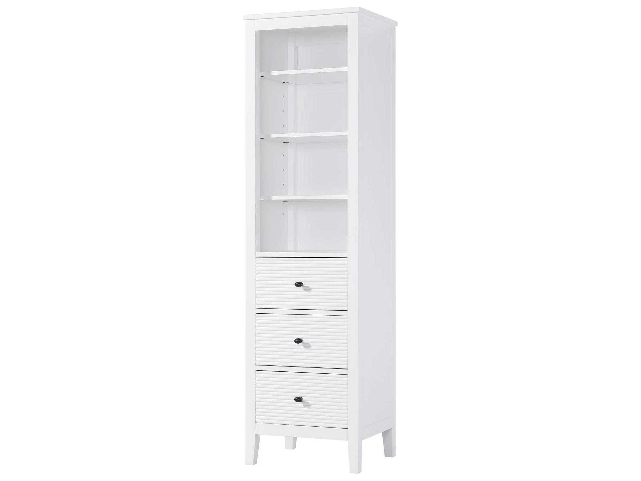 Elegant Lighting Blakely White Rubberwood Open Shelving Bath Storage Cabinet