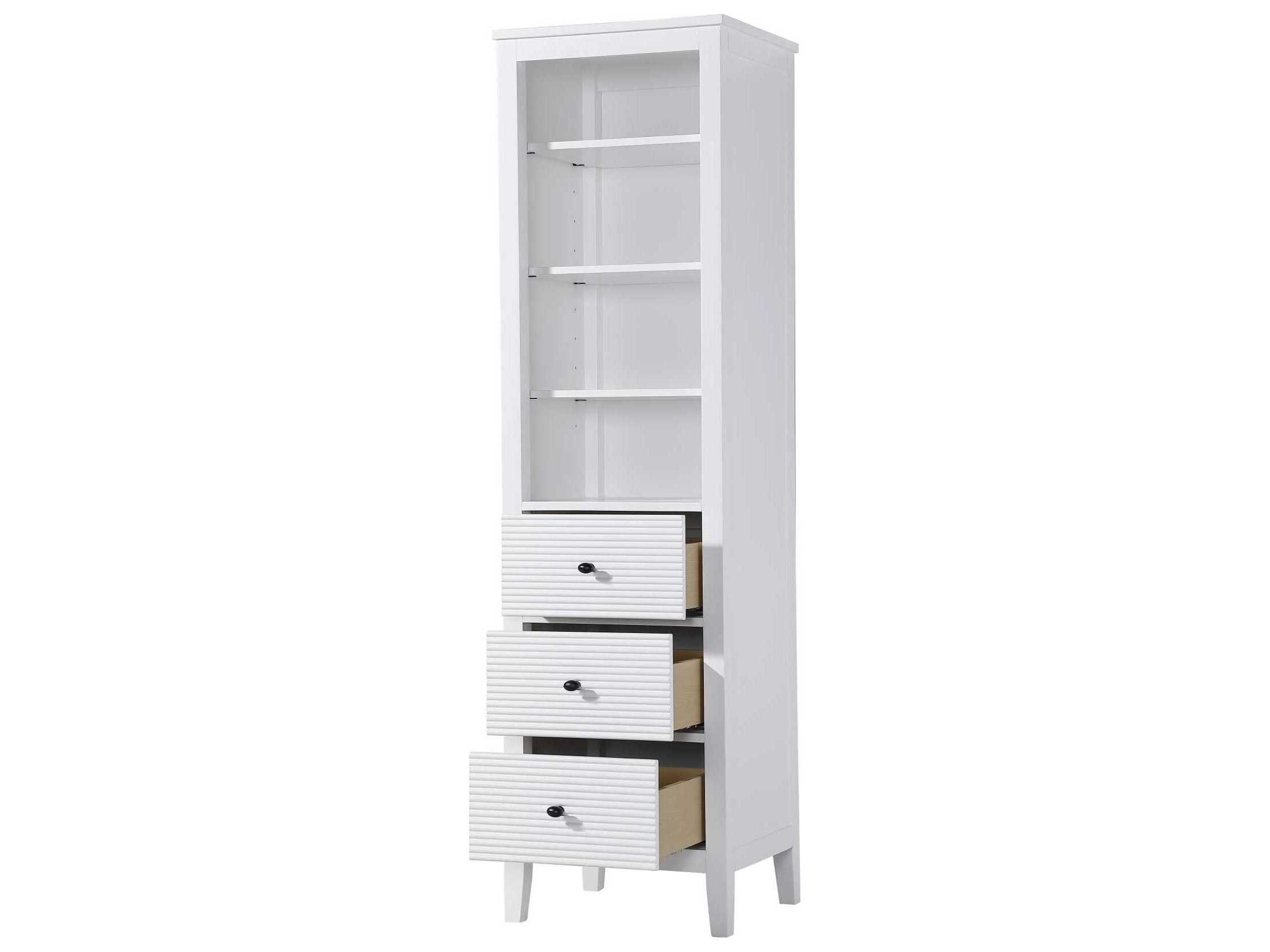 Elegant Lighting Blakely White Rubberwood Open Shelving Bath Storage Cabinet